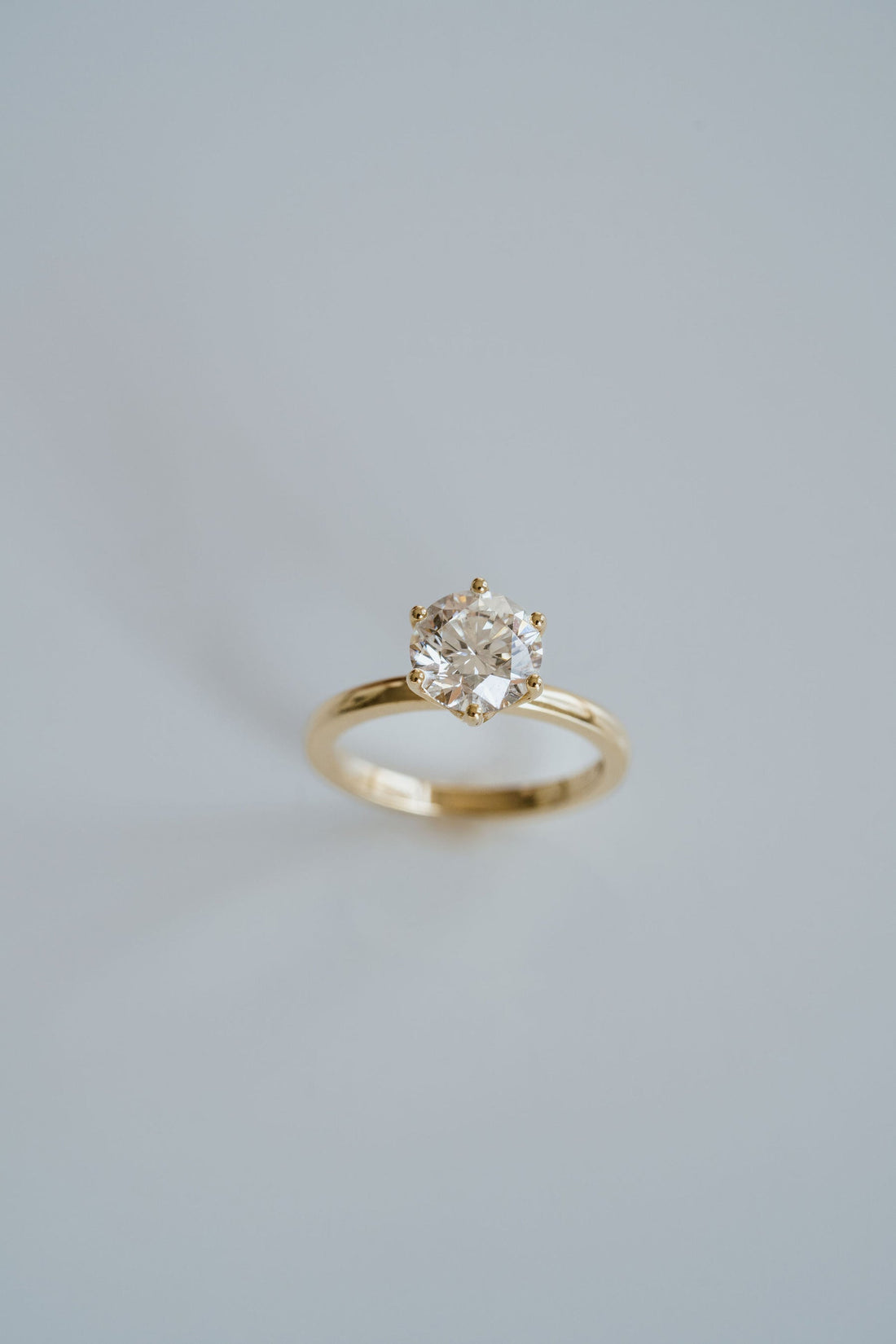 2.0CT Six Prong Set Round Lab Grown Diamond Solitaire Engagement Ring