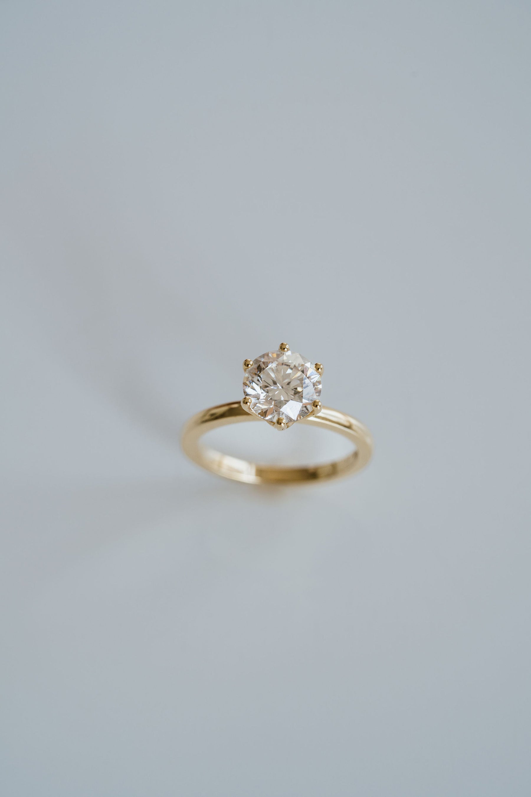 2.0CT Six Prong Set Round Lab Grown Diamond Solitaire Engagement Ring