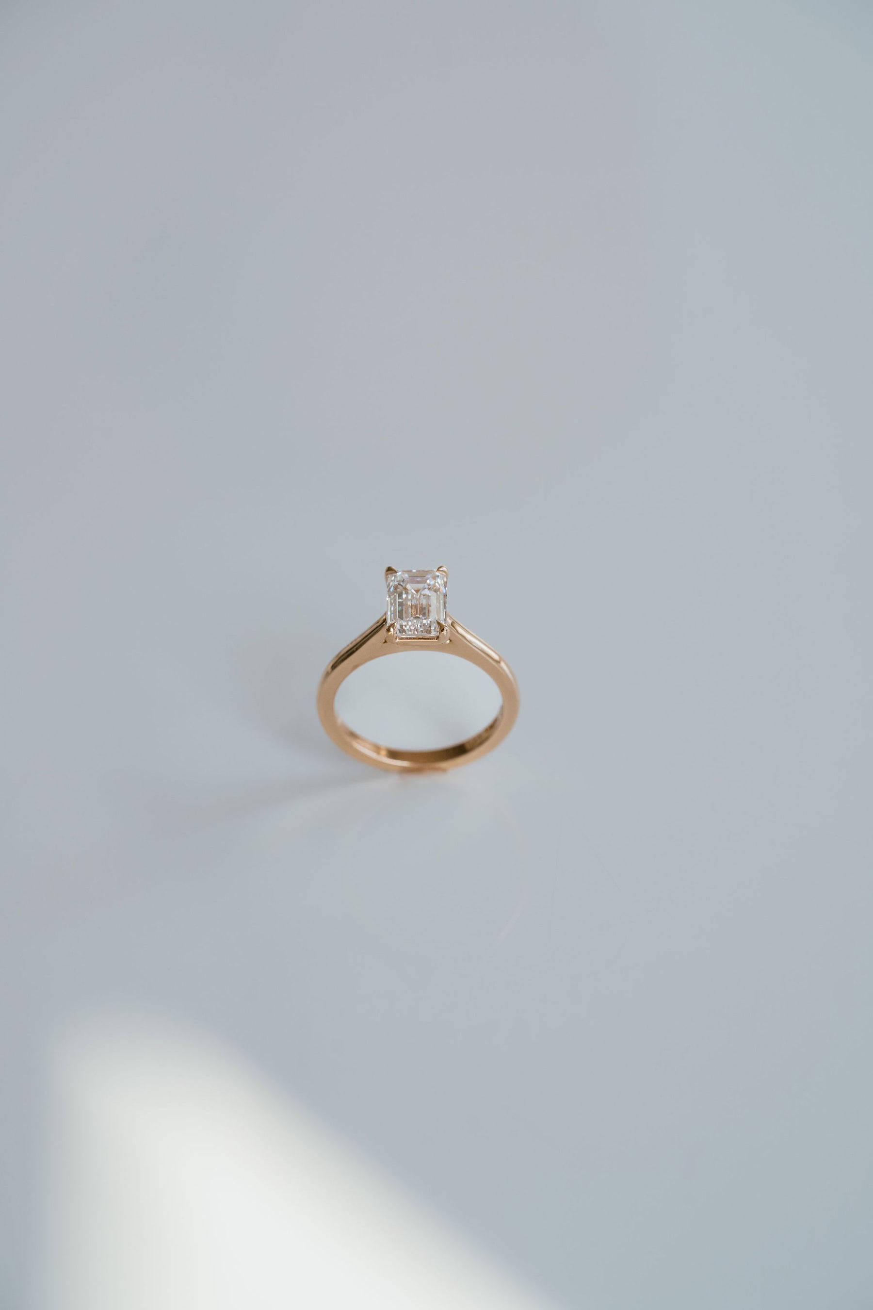 2.0CT Emerald Cut Lab Grown Diamond Cathedral Engagement Ring