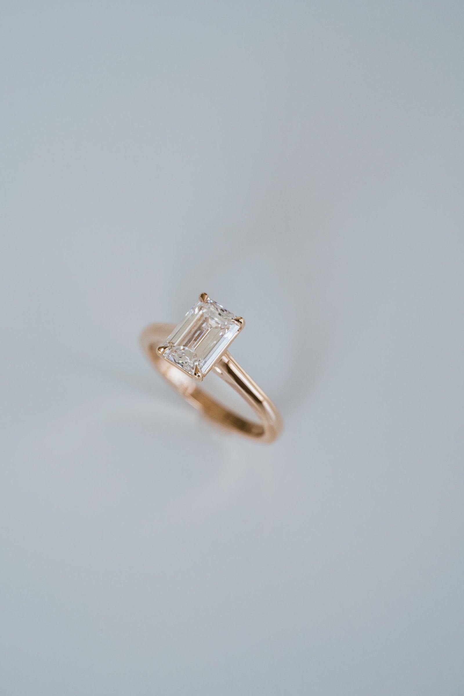 2.0CT Emerald Cut Lab Grown Diamond Cathedral Engagement Ring