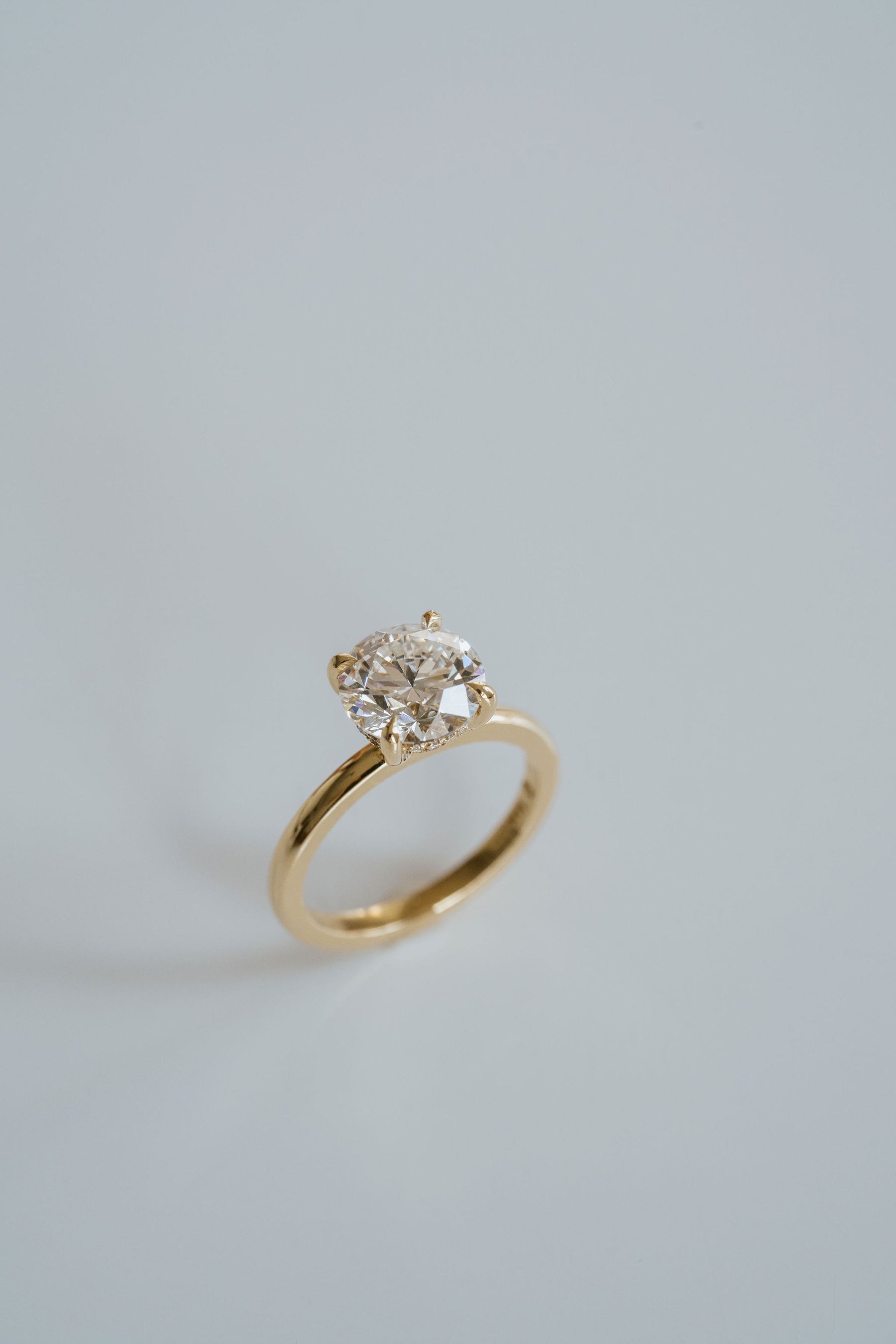 2.0CT Round Lab Grown Diamond Hidden Halo Solitaire Engagement Ring
