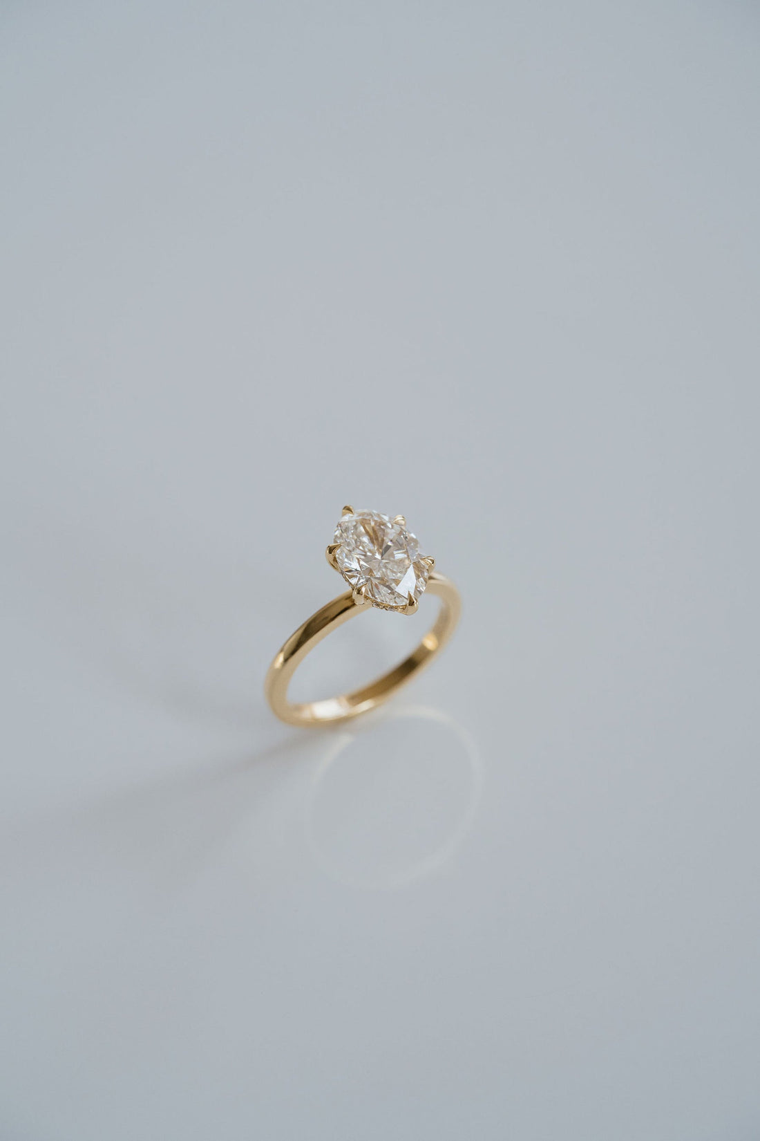 2.50CT Six Prong Set Oval Lab Grown Diamond Hidden Halo Solitaire Engagement Ring