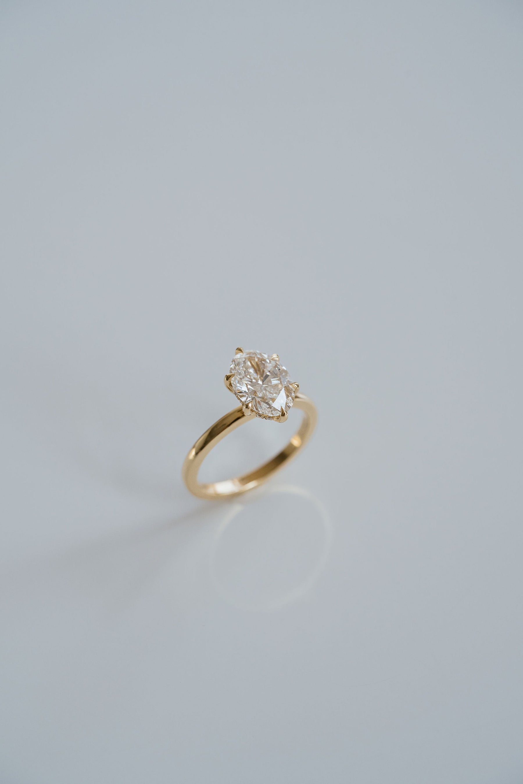 2.50CT Six Prong Set Oval Lab Grown Diamond Hidden Halo Solitaire Engagement Ring