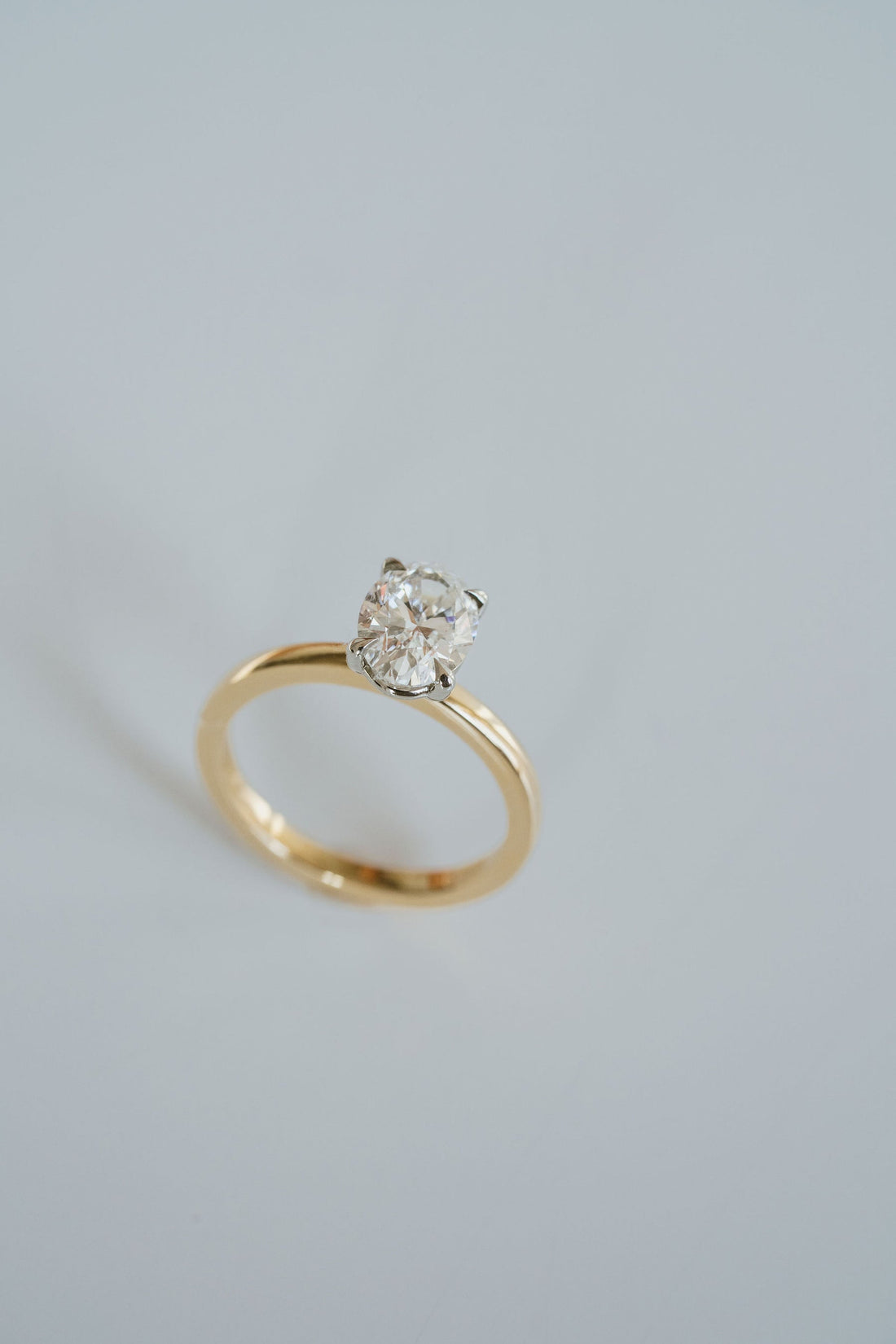 1.50CT Oval Lab Grown Diamond Two Tone Solitaire Engagement Ring