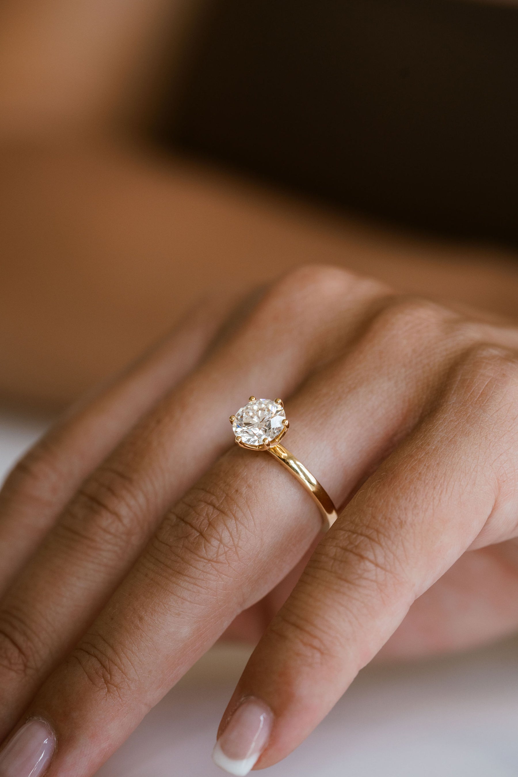 2.0CT Six Prong Set Round Lab Grown Diamond Solitaire Engagement Ring