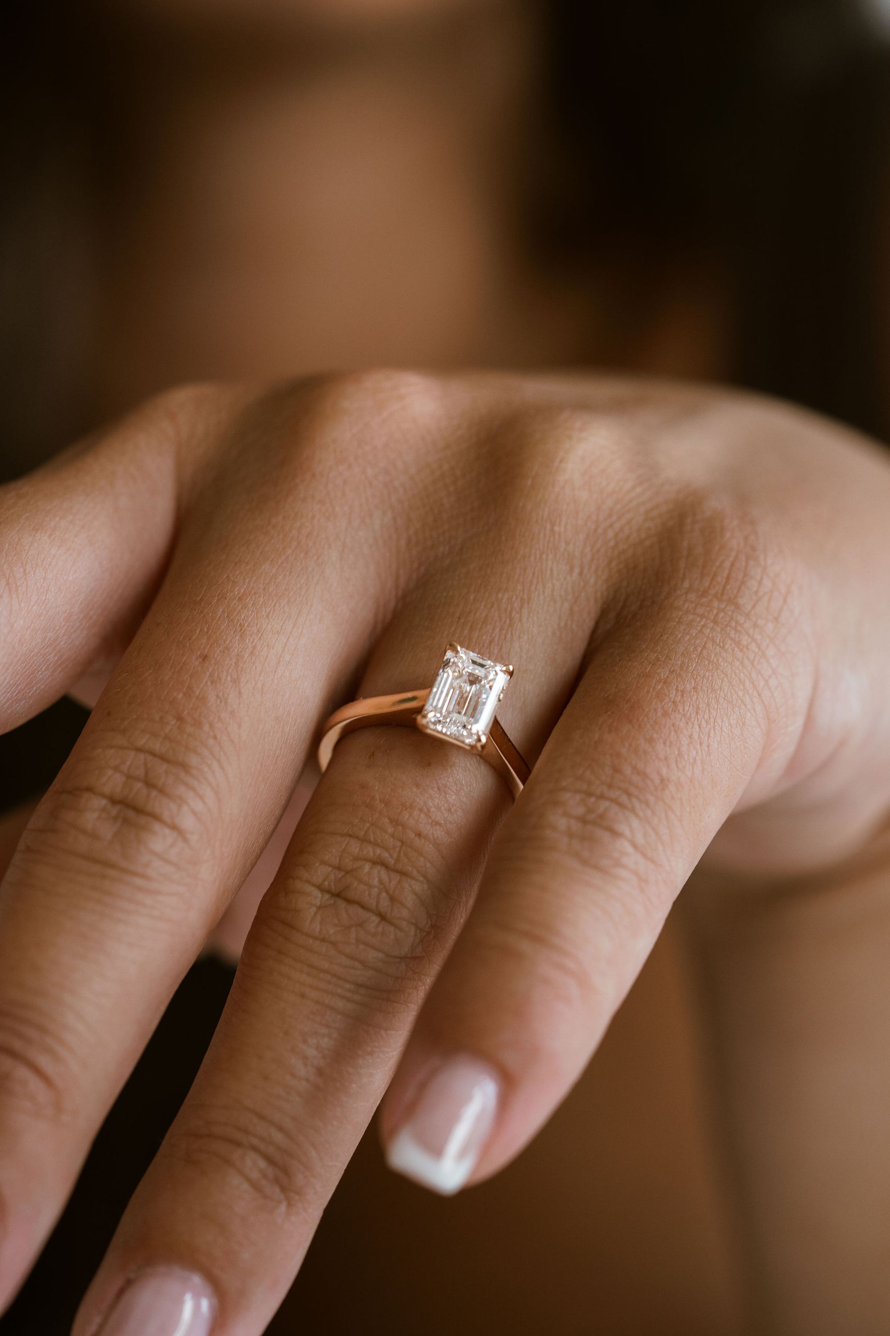 2.0CT Emerald Cut Lab Grown Diamond Cathedral Engagement Ring