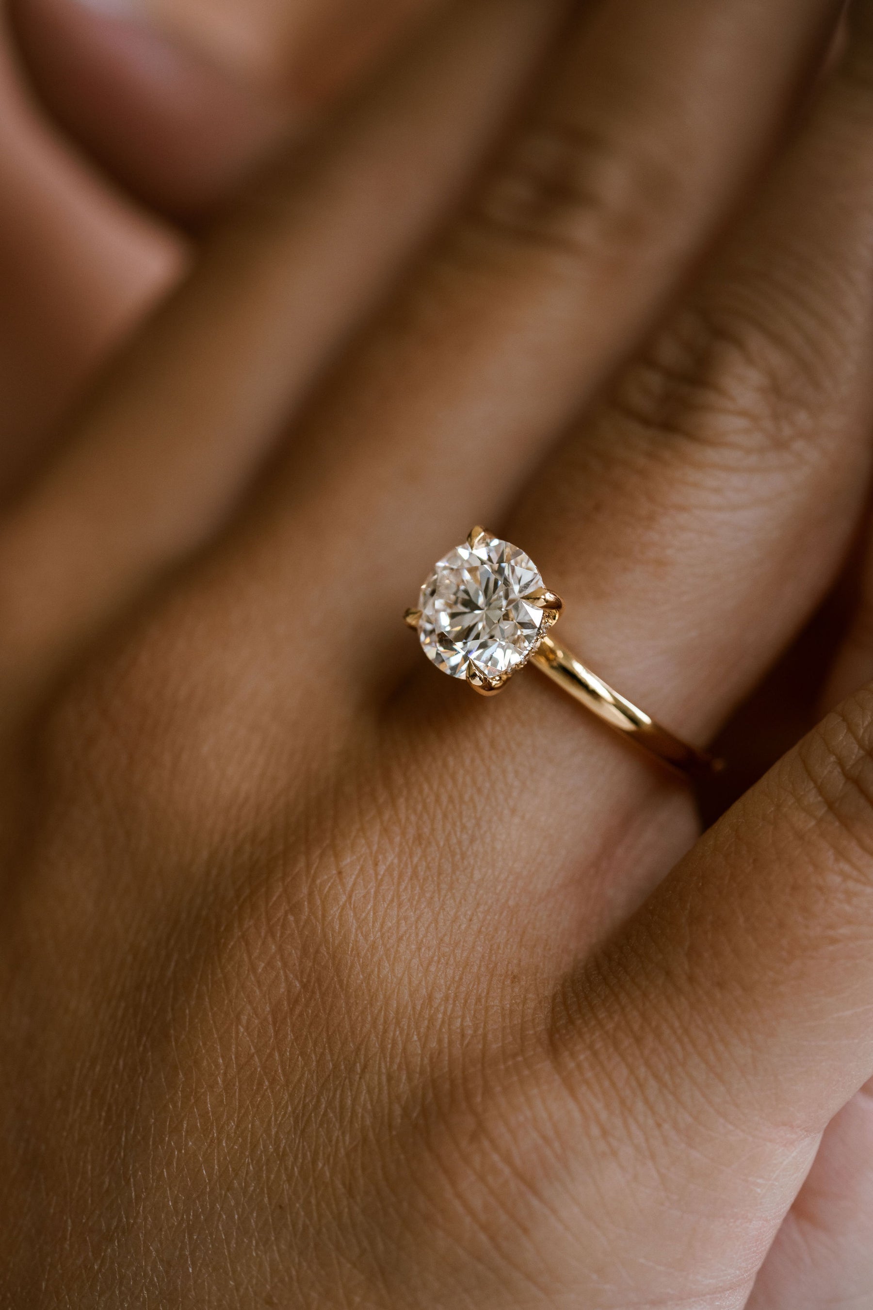 2.0CT Round Lab Grown Diamond Hidden Halo Solitaire Engagement Ring