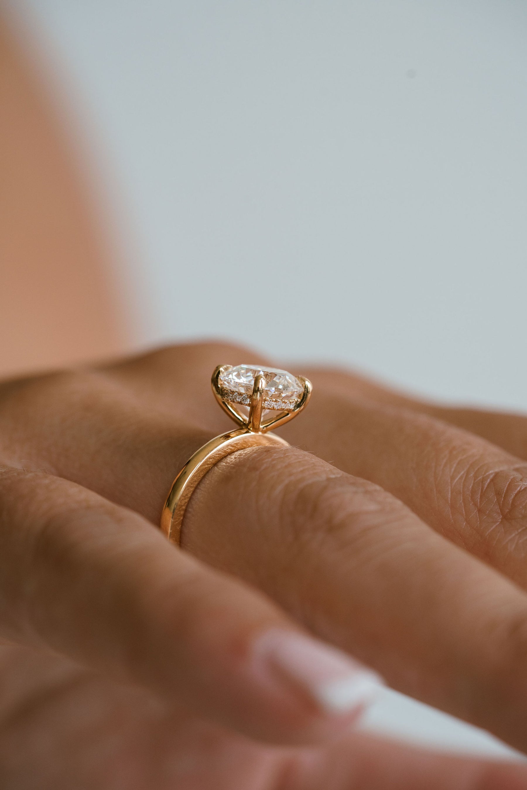 2.0CT Round Lab Grown Diamond Hidden Halo Solitaire Engagement Ring