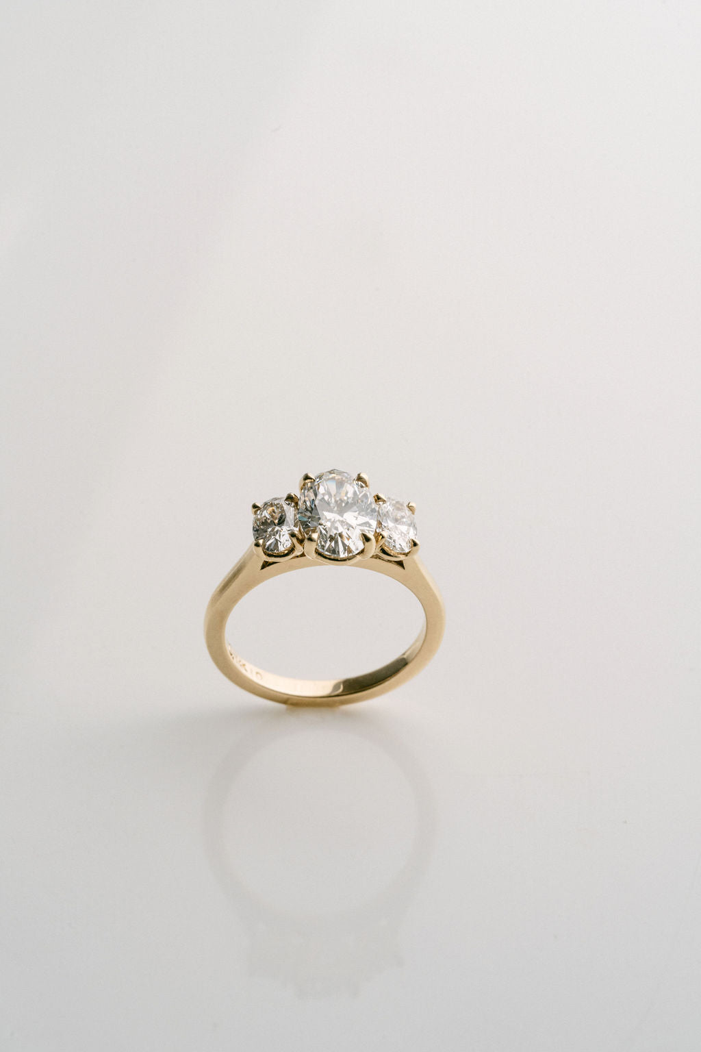 1.50CT Oval Lab Grown Diamond Three Stone Engagement Ring