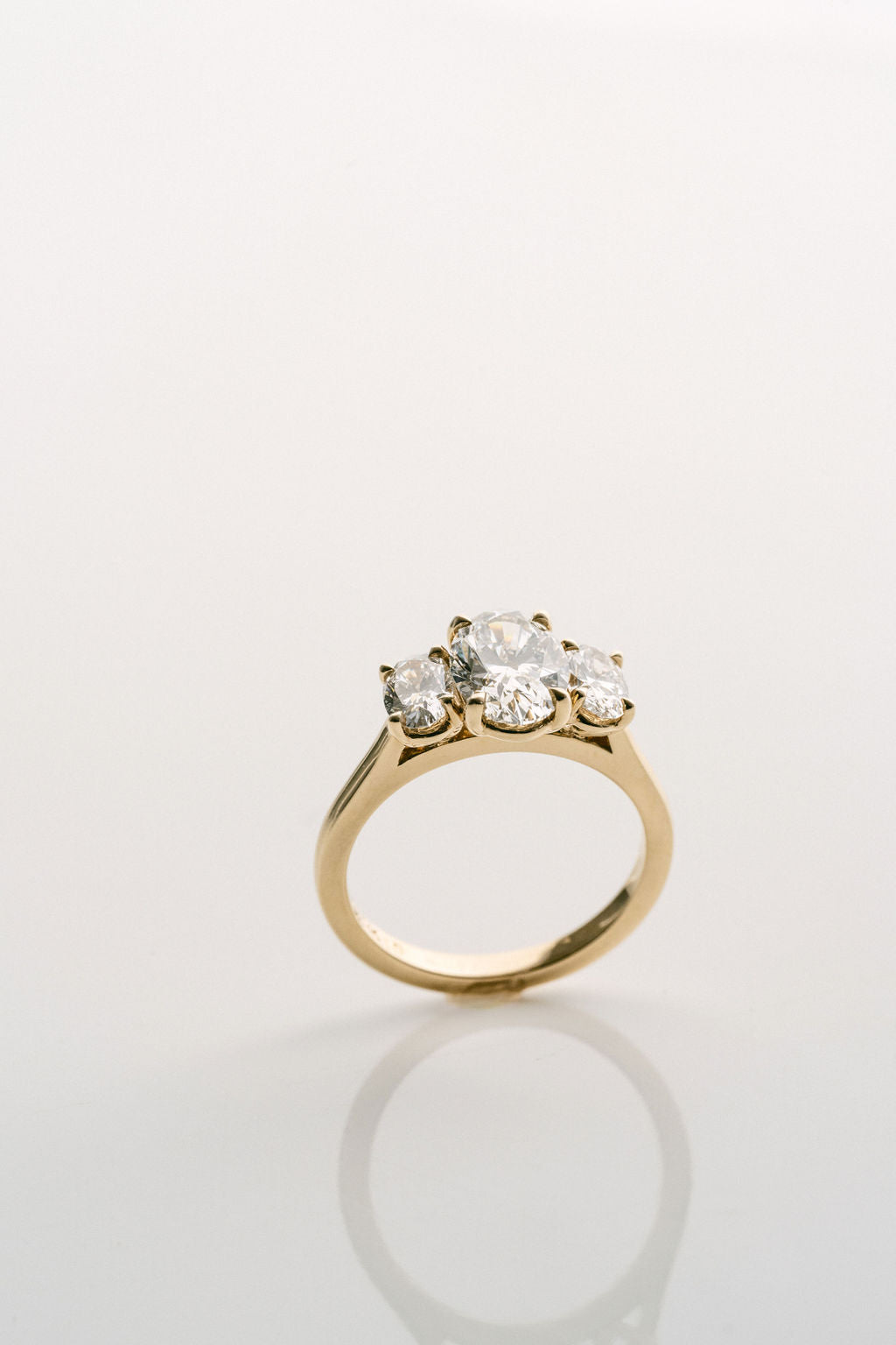 1.50CT Oval Lab Grown Diamond Three Stone Engagement Ring