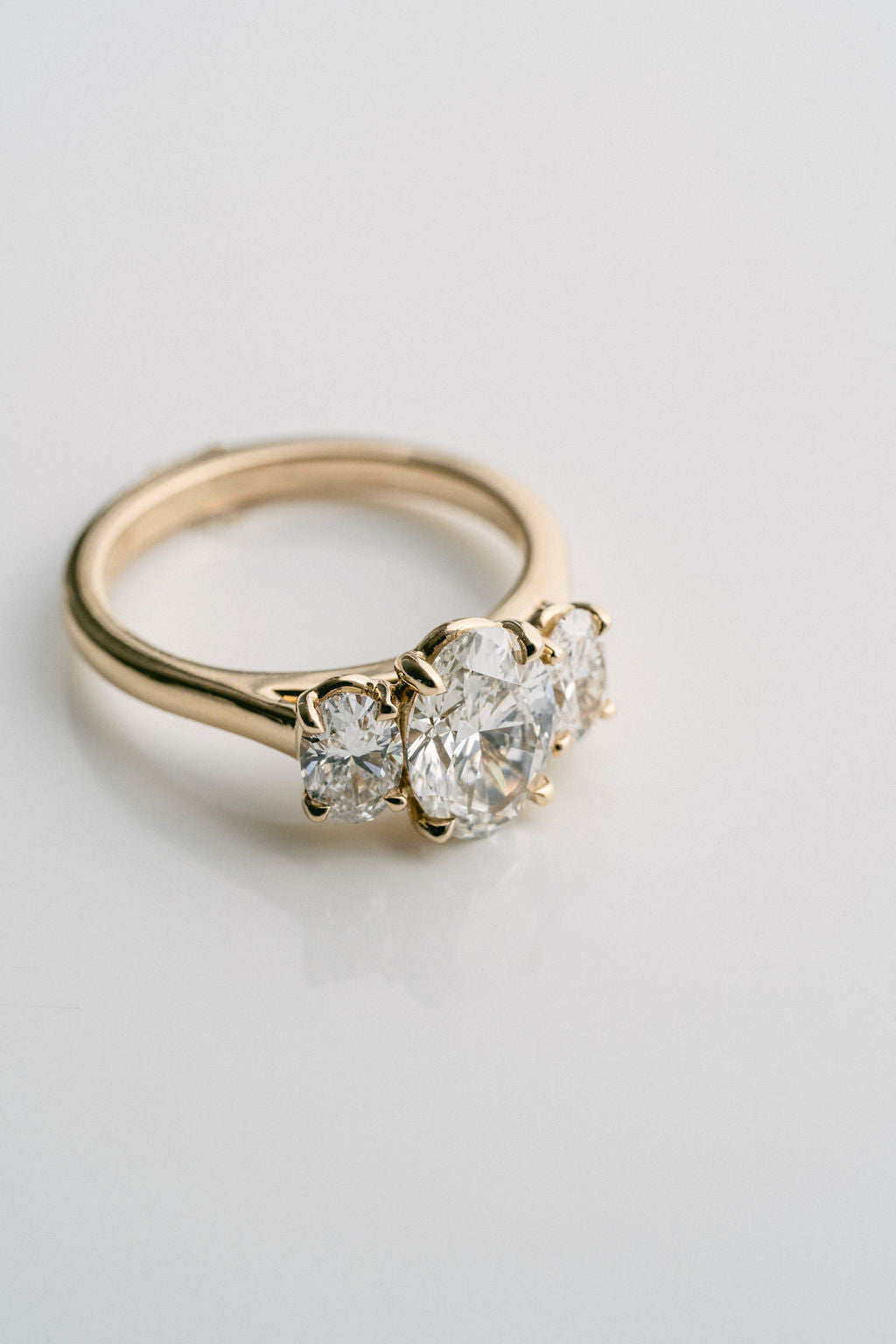 1.50CT Oval Lab Grown Diamond Three Stone Engagement Ring
