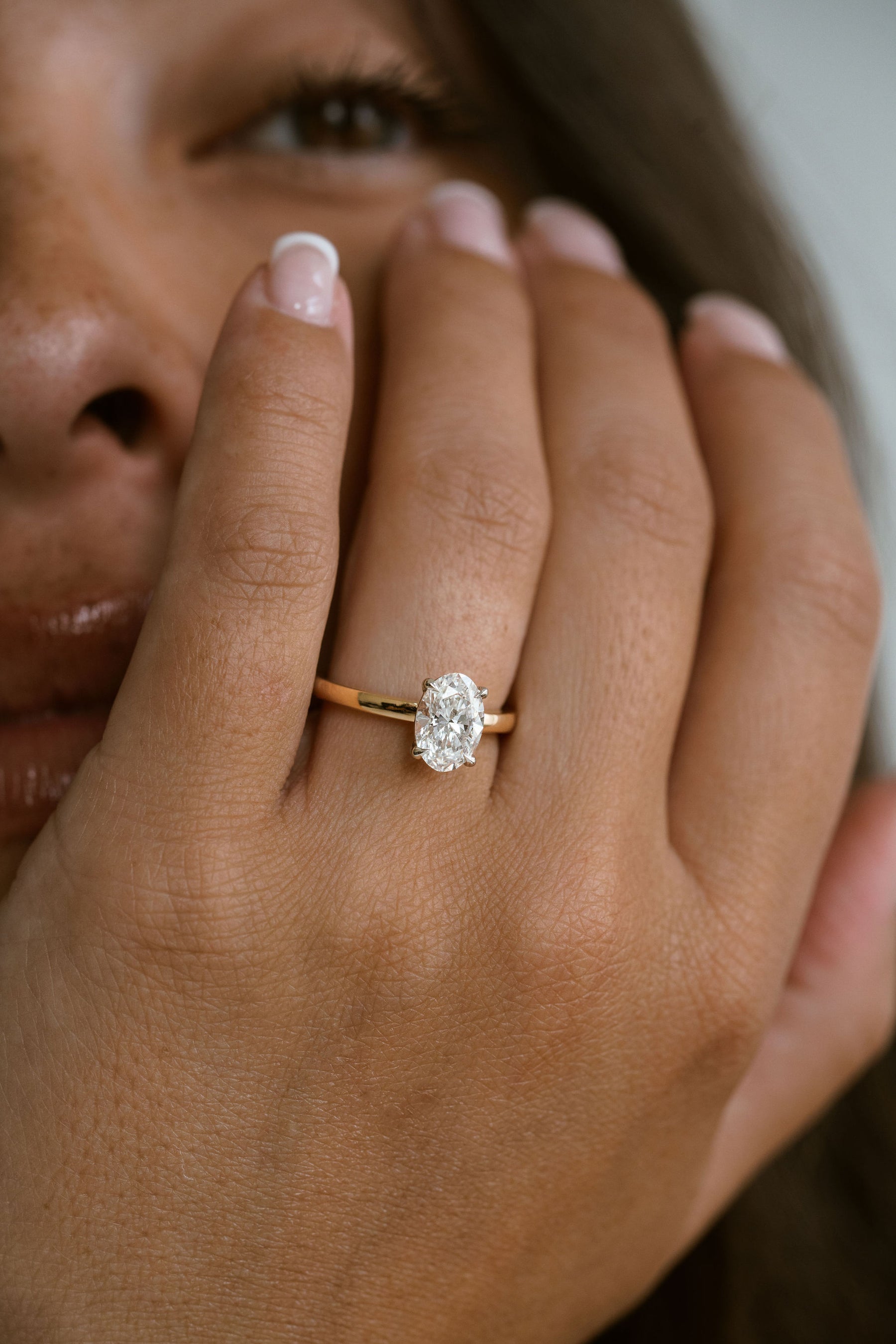 1.50CT Oval Lab Grown Diamond Two Tone Solitaire Engagement Ring