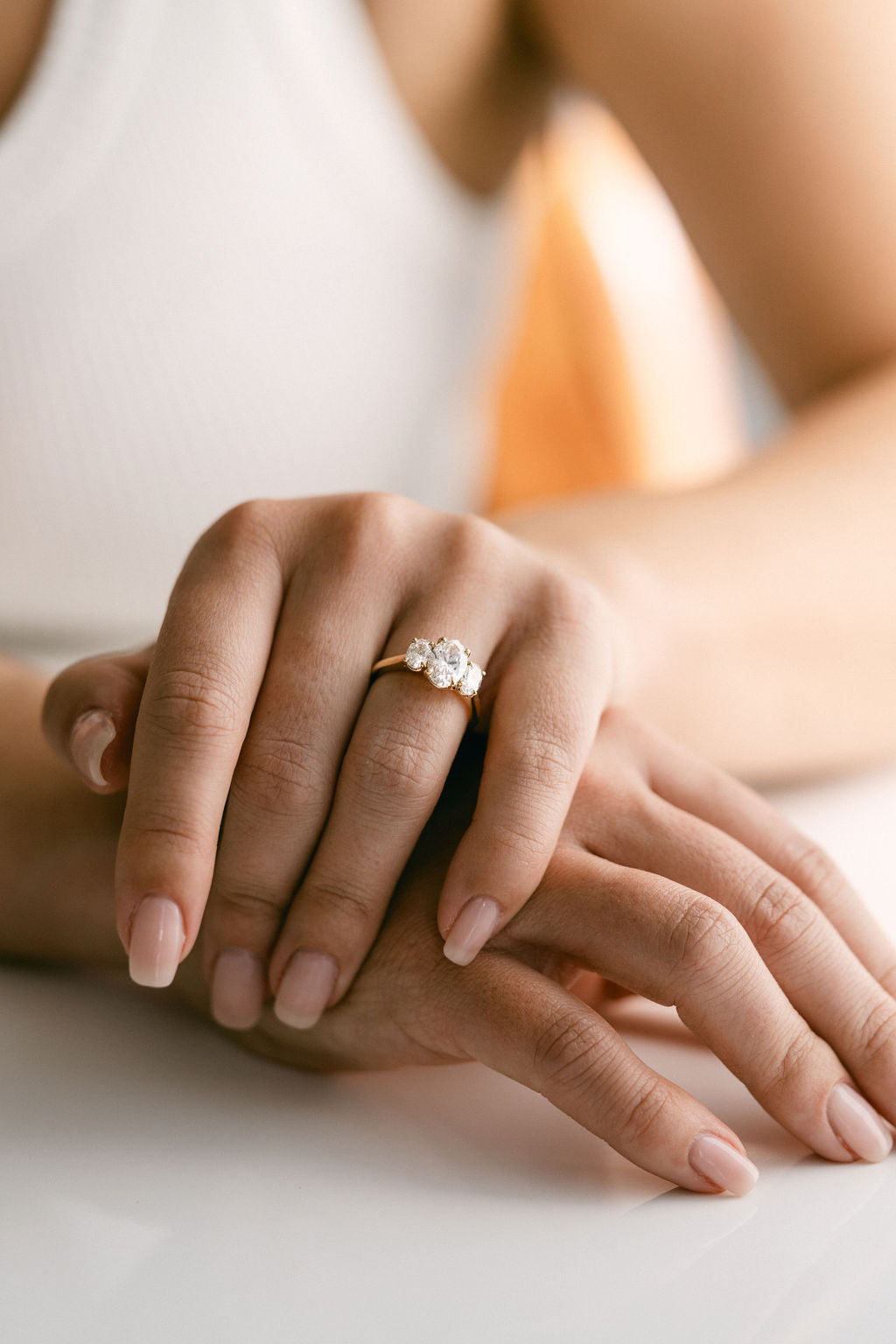 1.50CT Oval Lab Grown Diamond Three Stone Engagement Ring