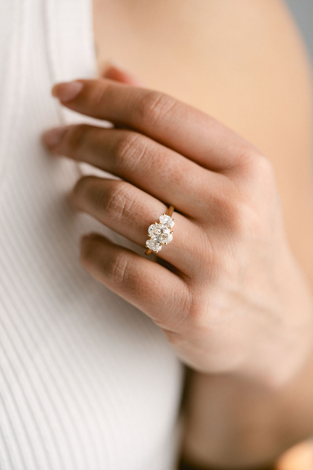 1.50CT Oval Lab Grown Diamond Three Stone Engagement Ring