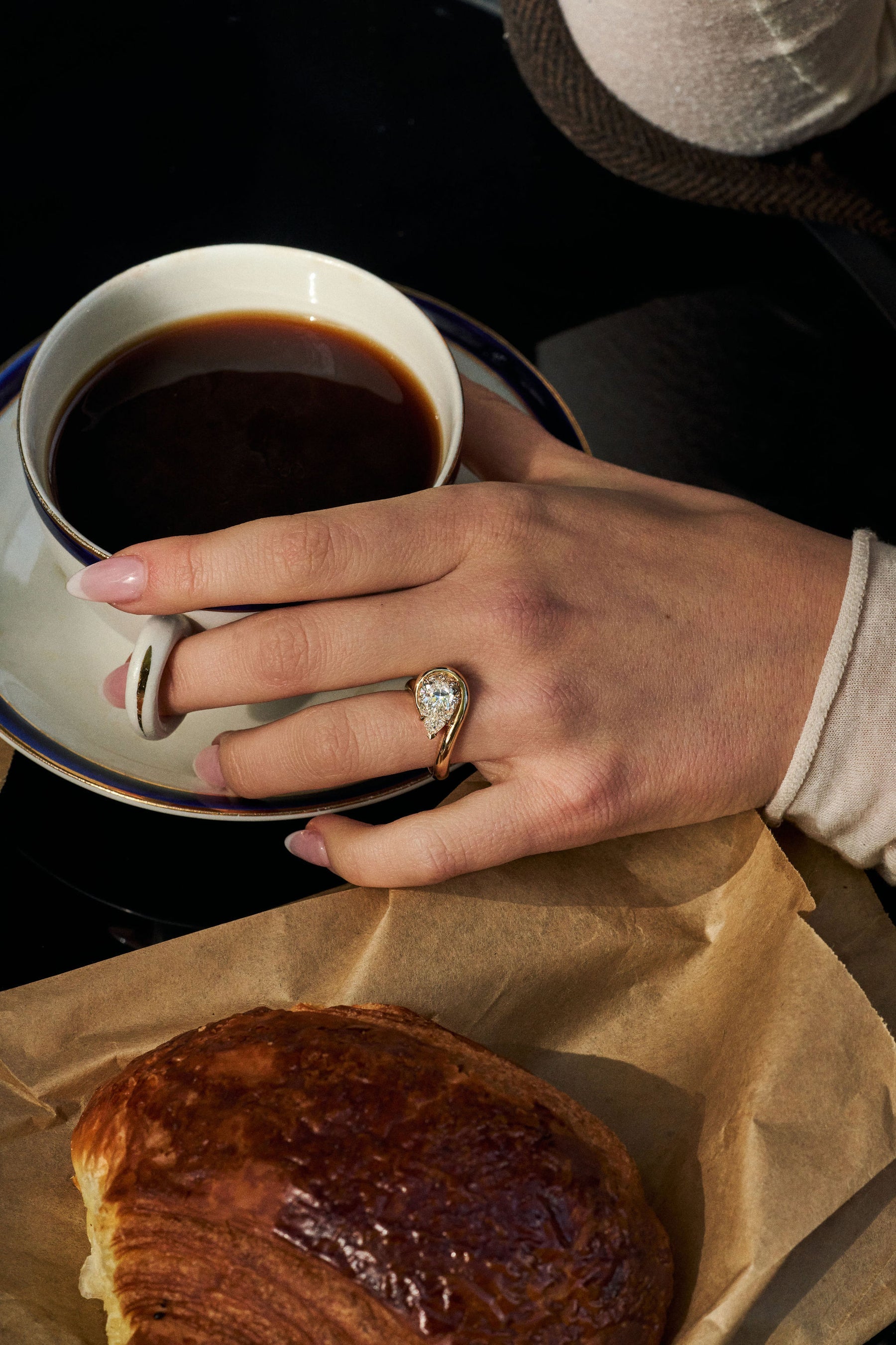 3.0CT East West Pear Lab Grown Diamond Unique Engagement Ring