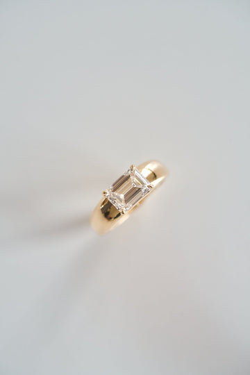 2.0CT East West Emerald Cut Lab Grown Diamond Solitaire Engagement Ring