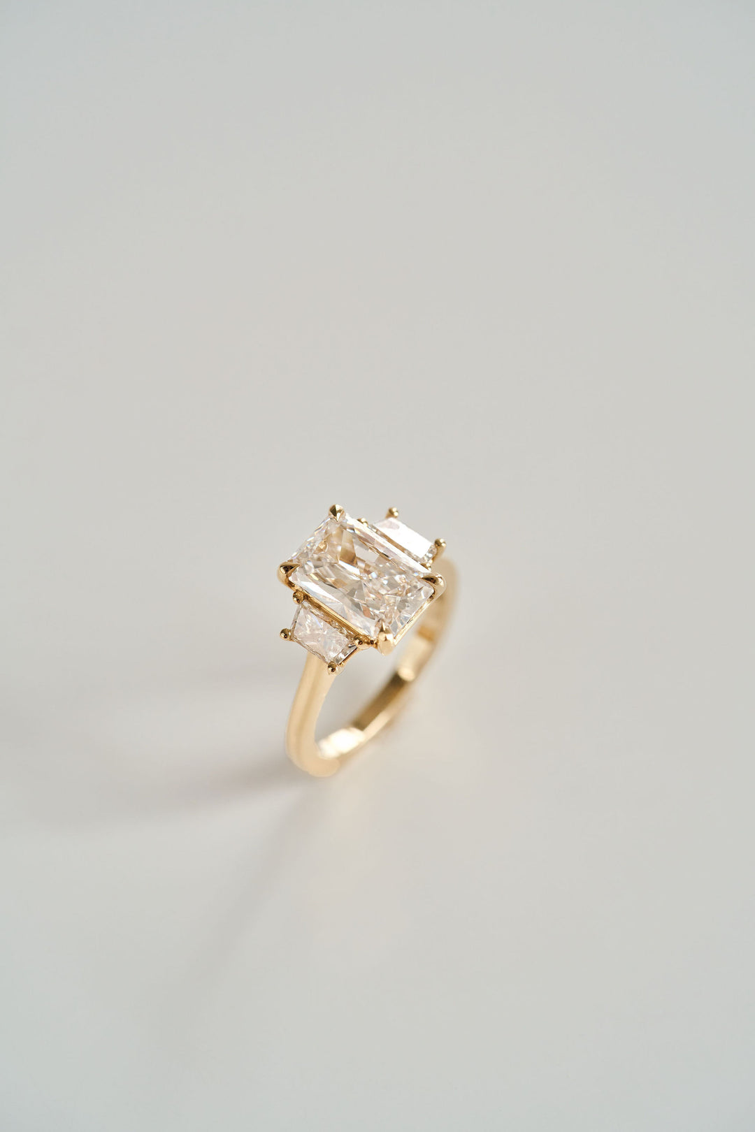 3.0CT Radiant Lab Grown Diamond Three Stone Engagement Ring