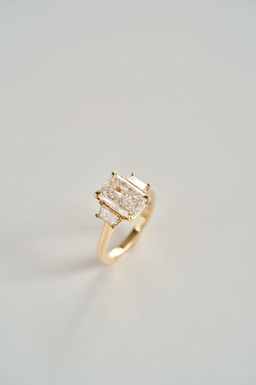 3.0CT Radiant Lab Grown Diamond Three Stone Engagement Ring