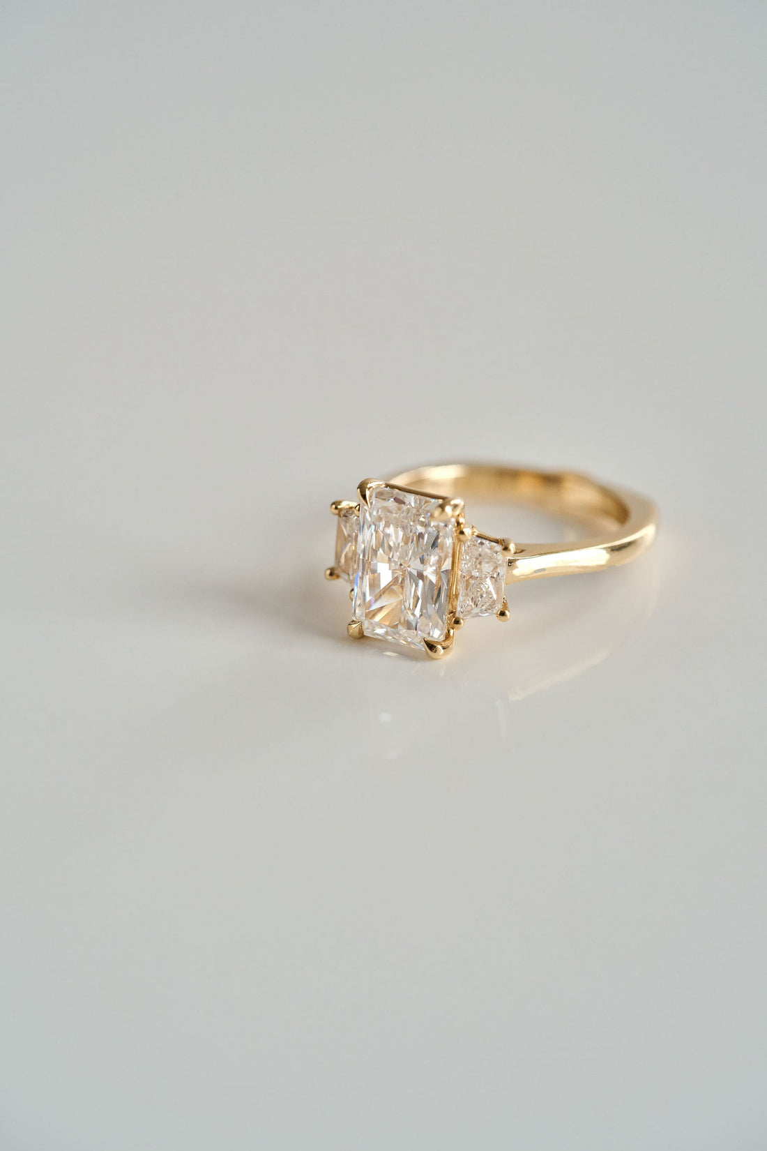 3.0CT Radiant Lab Grown Diamond Three Stone Engagement Ring