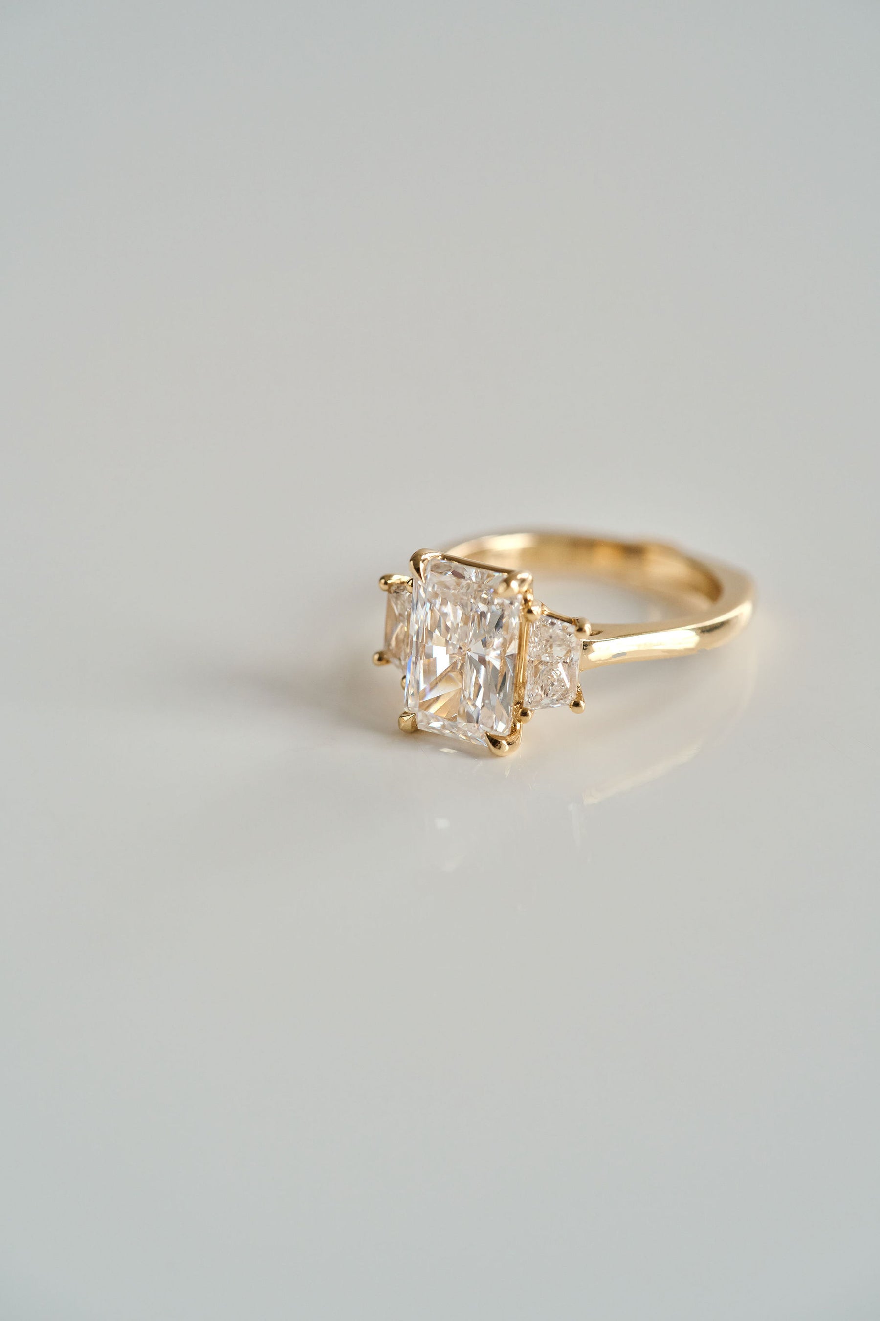 3.0CT Radiant Lab Grown Diamond Three Stone Engagement Ring