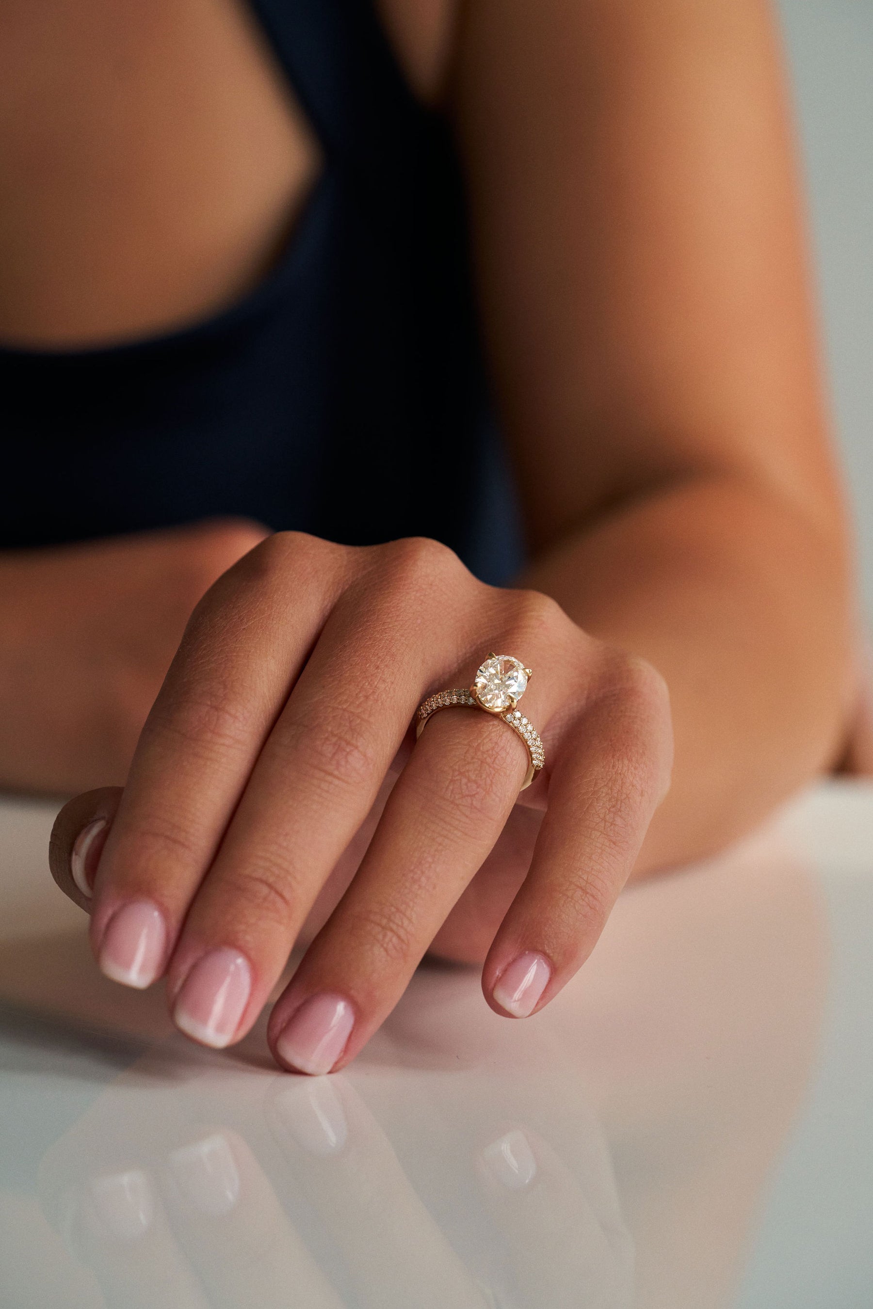 2.50CT Oval Lab Grown Diamond Micro Pave Engagement Ring