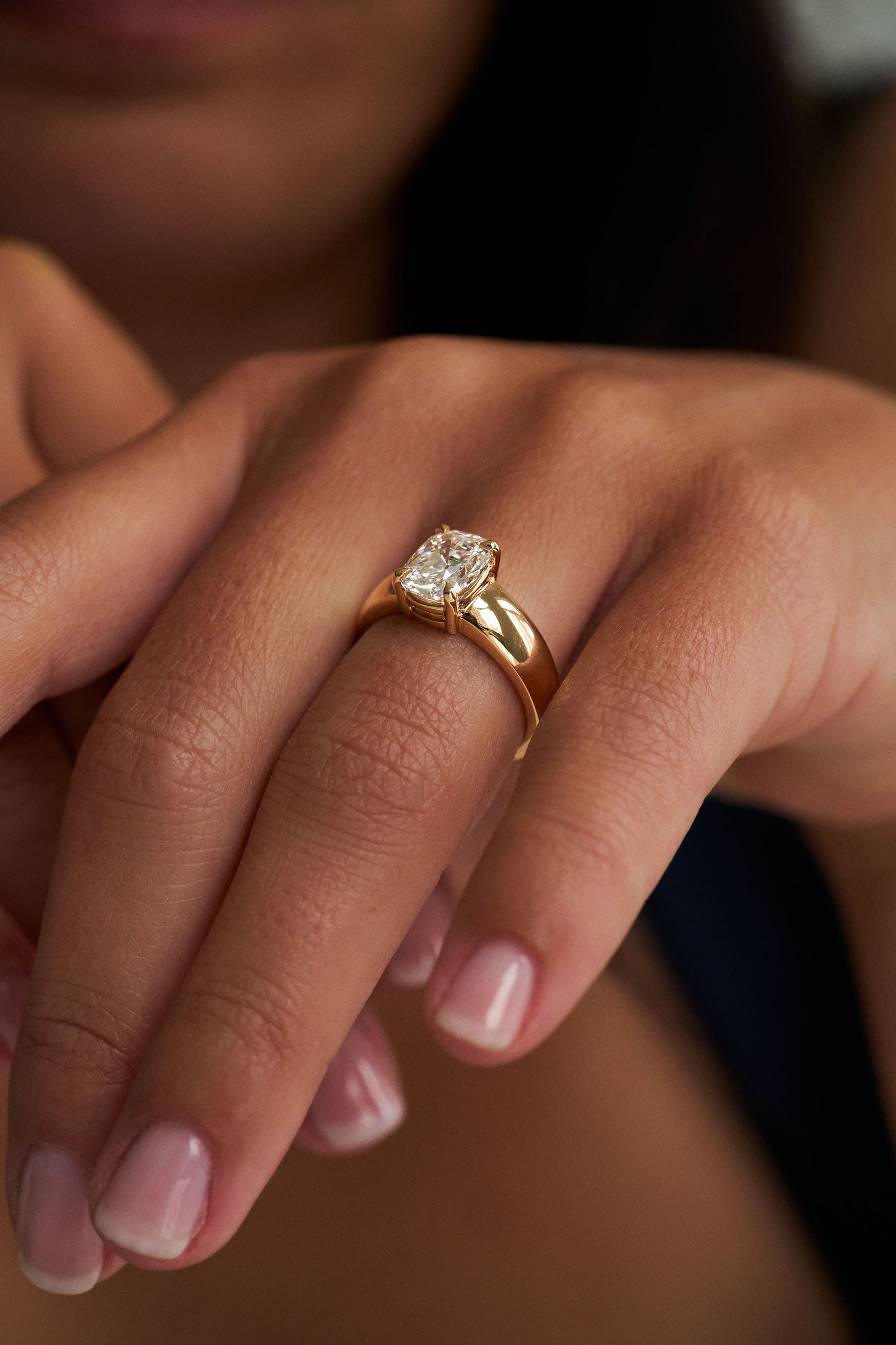 2.0CT Old Mine Cut Cushion Lab Grown Diamond Solitaire Engagement Ring