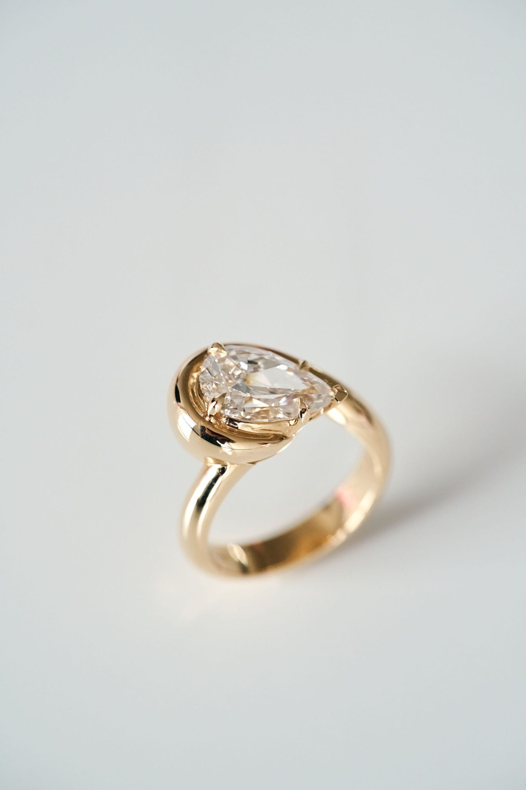 3.0CT East West Pear Lab Grown Diamond Unique Engagement Ring