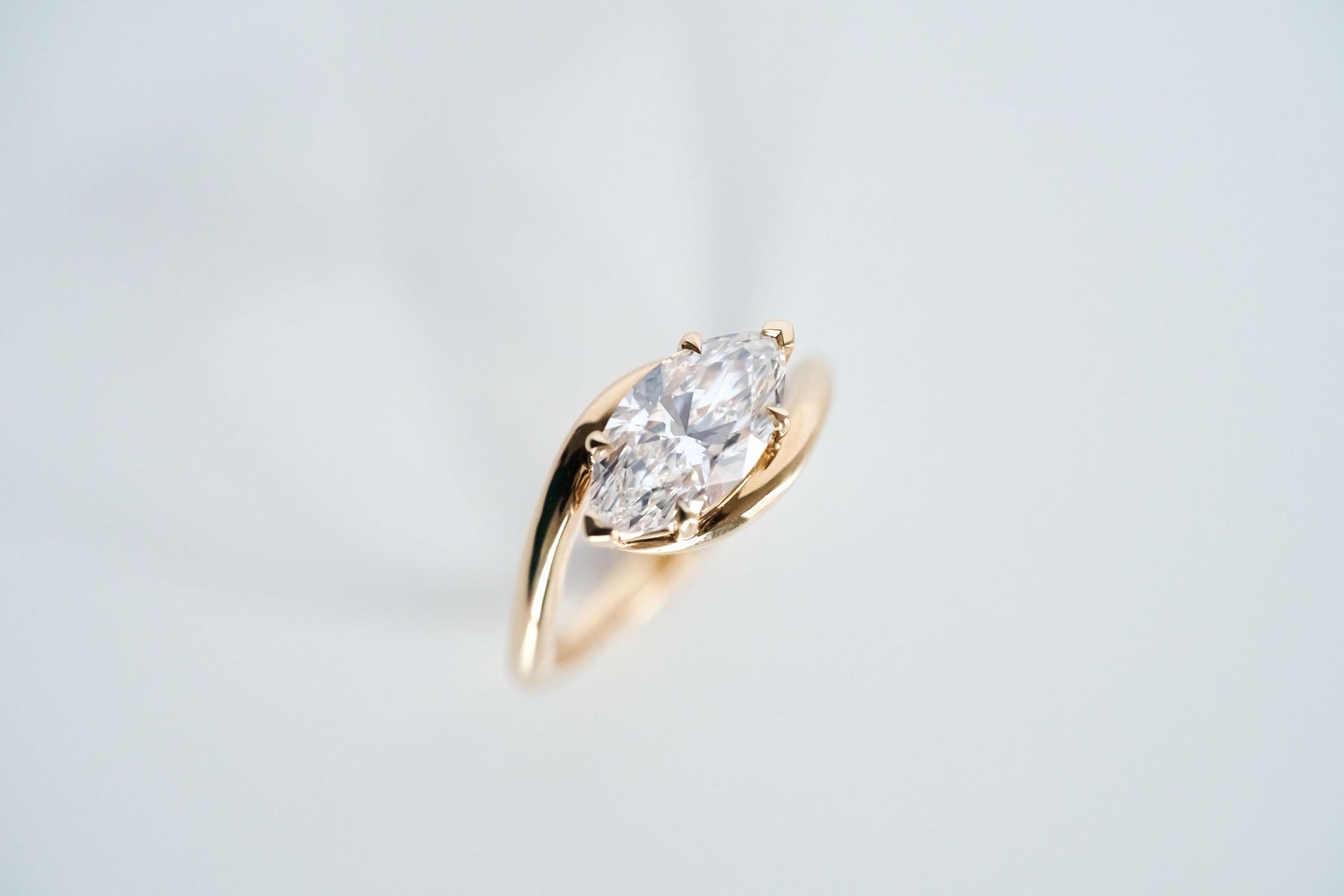 2.0CT East West Marquise Lab Grown Diamond Bypass Engagement Ring