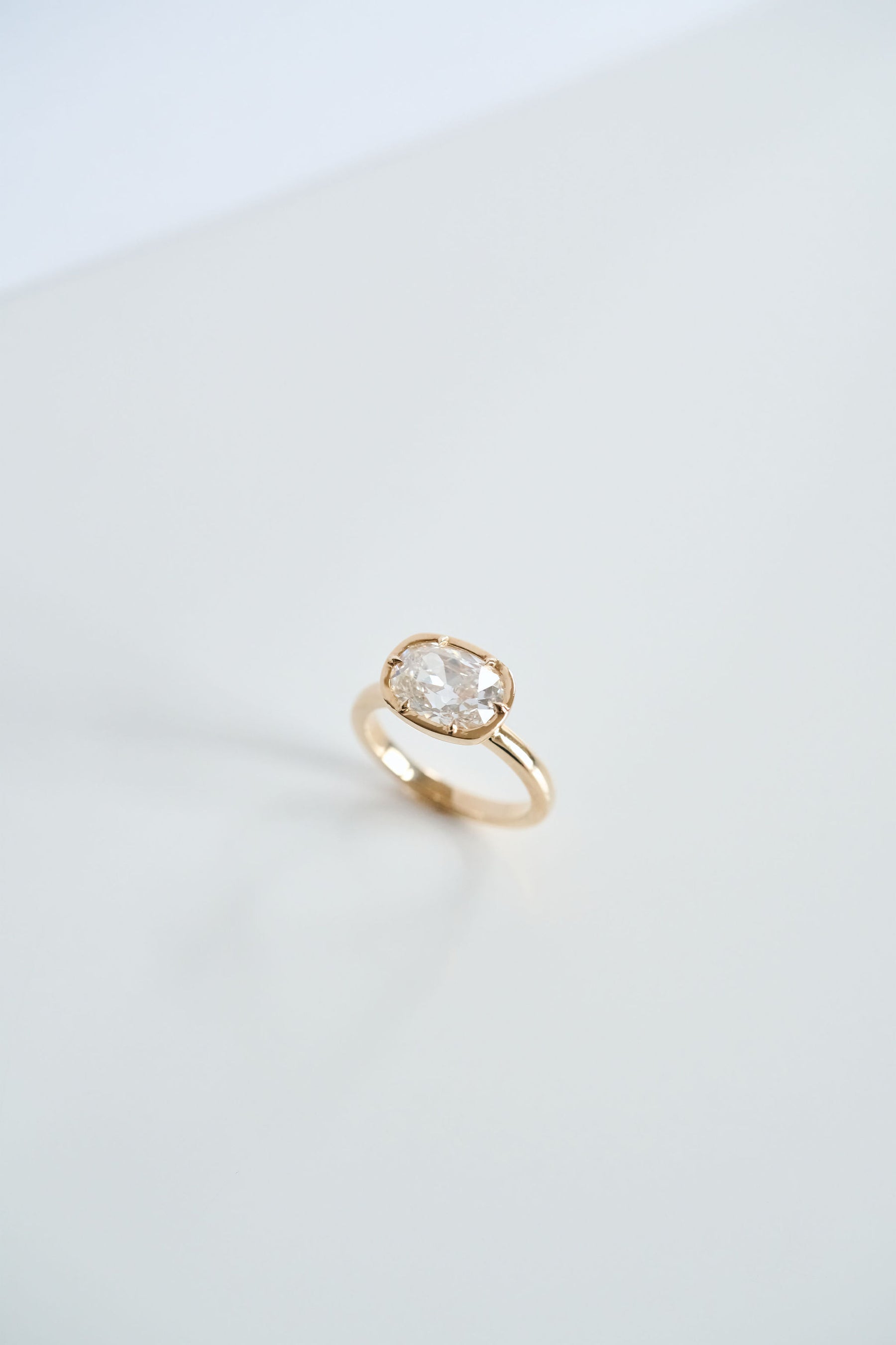 3.0CT Bezel Set East West Cushion Lab Grown Diamond Solitaire Engagement Ring
