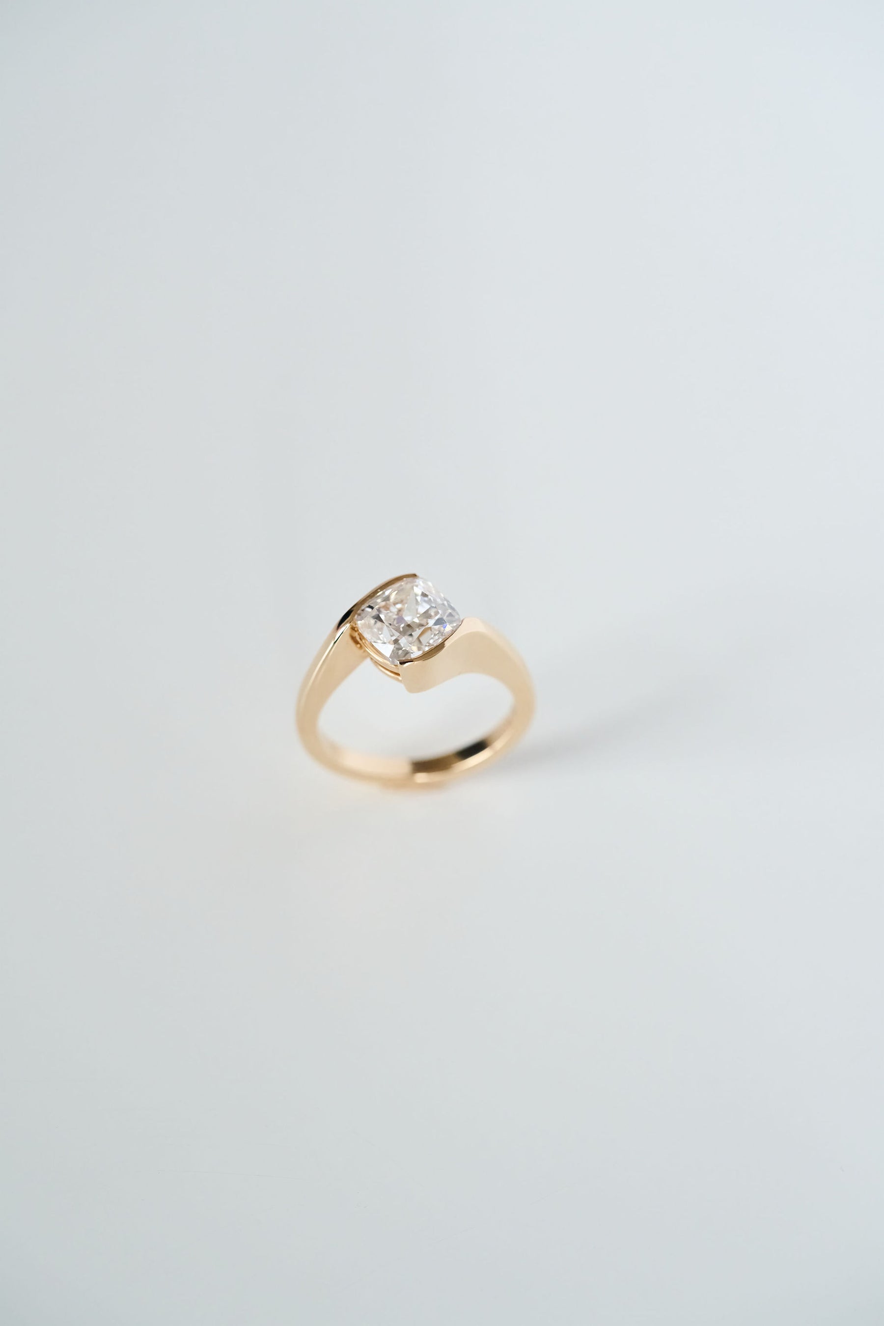 2.50CT Half Bezel Set Cushion Lab Grown Diamond Bypass Engagement Ring