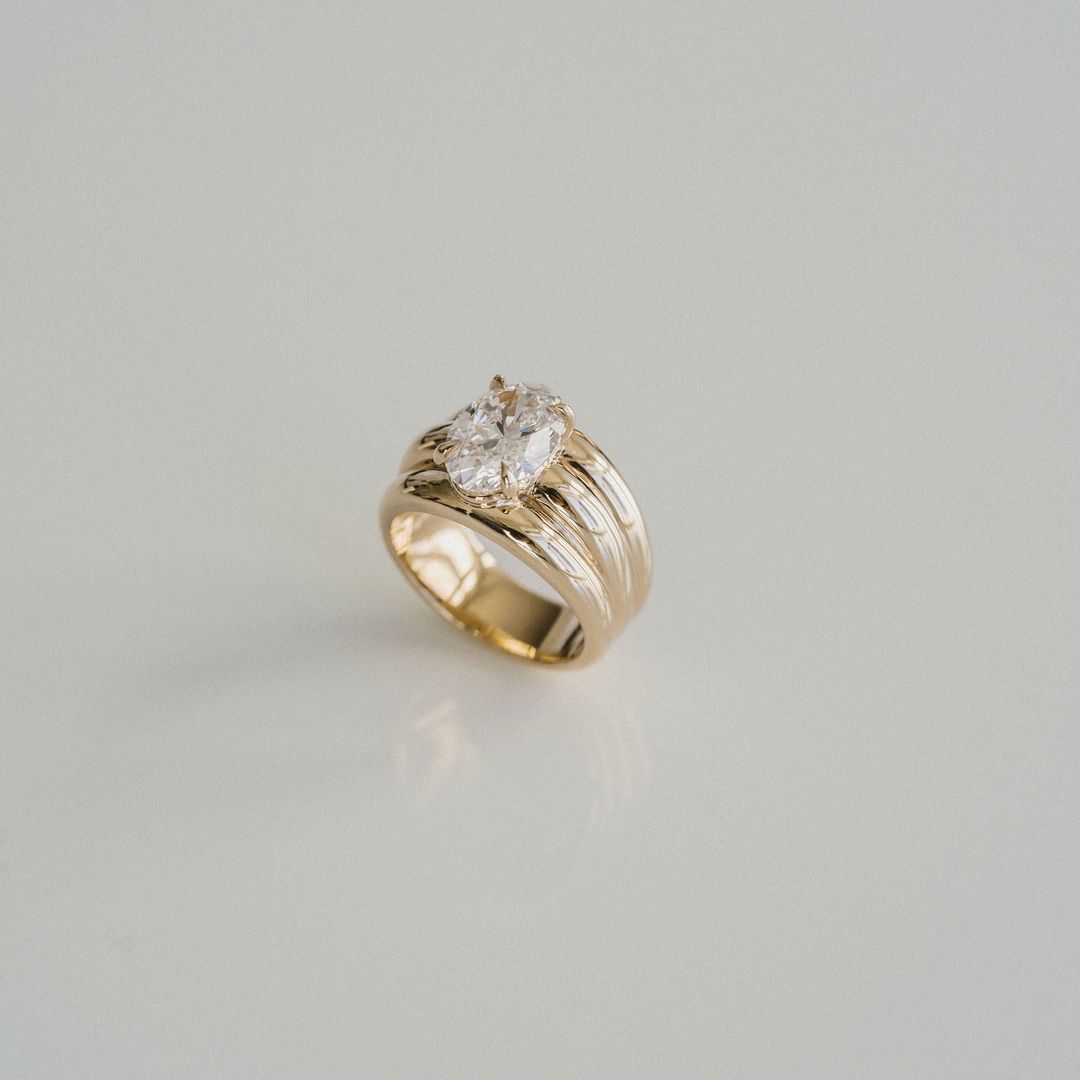 3.0CT Oval Cut Lab Grown Diamond Aria Ring