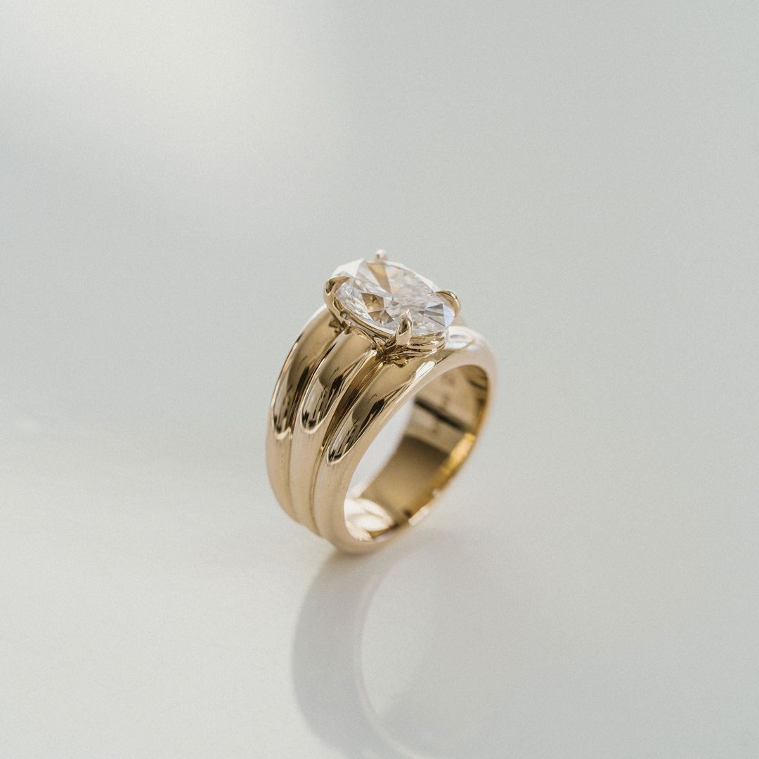 3.0CT Oval Cut Lab Grown Diamond Aria Ring
