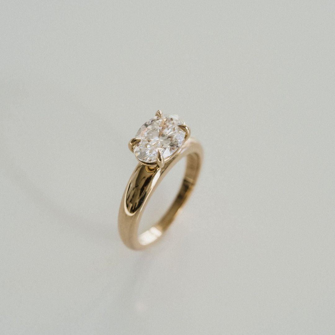2.0CT East West Oval Lab Grown Diamond Solitaire Engagement Ring