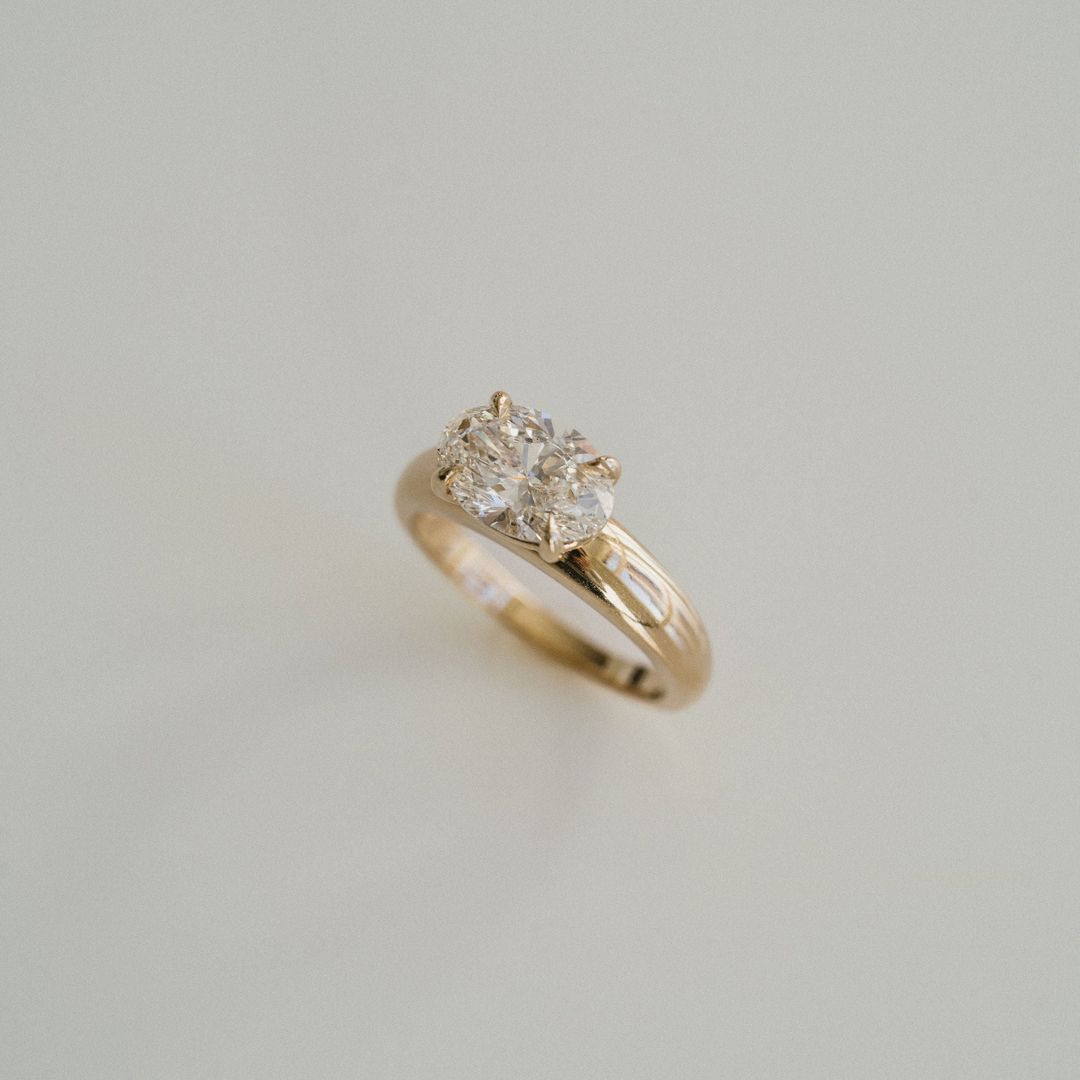 2.0CT East West Oval Lab Grown Diamond Solitaire Engagement Ring