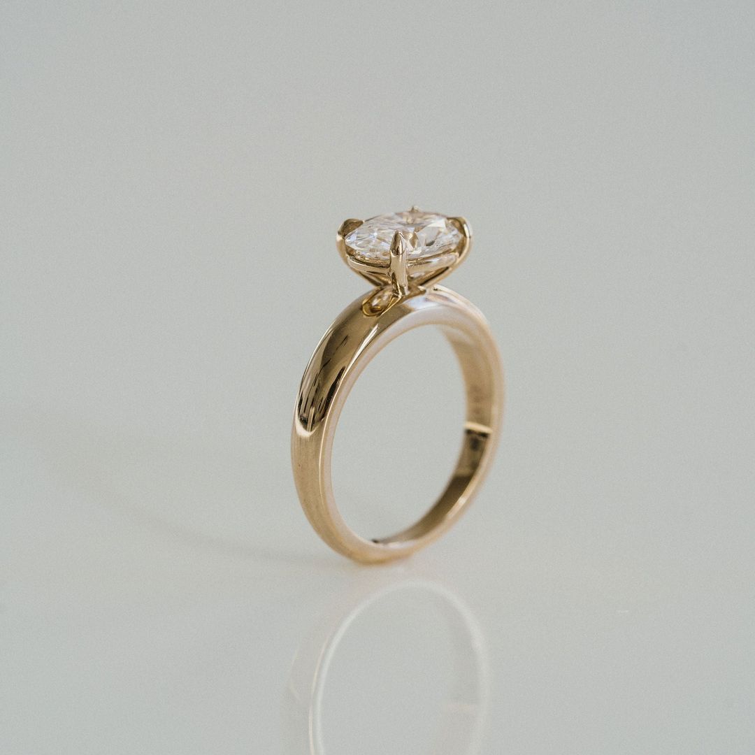 2.0CT East West Oval Lab Grown Diamond Solitaire Engagement Ring