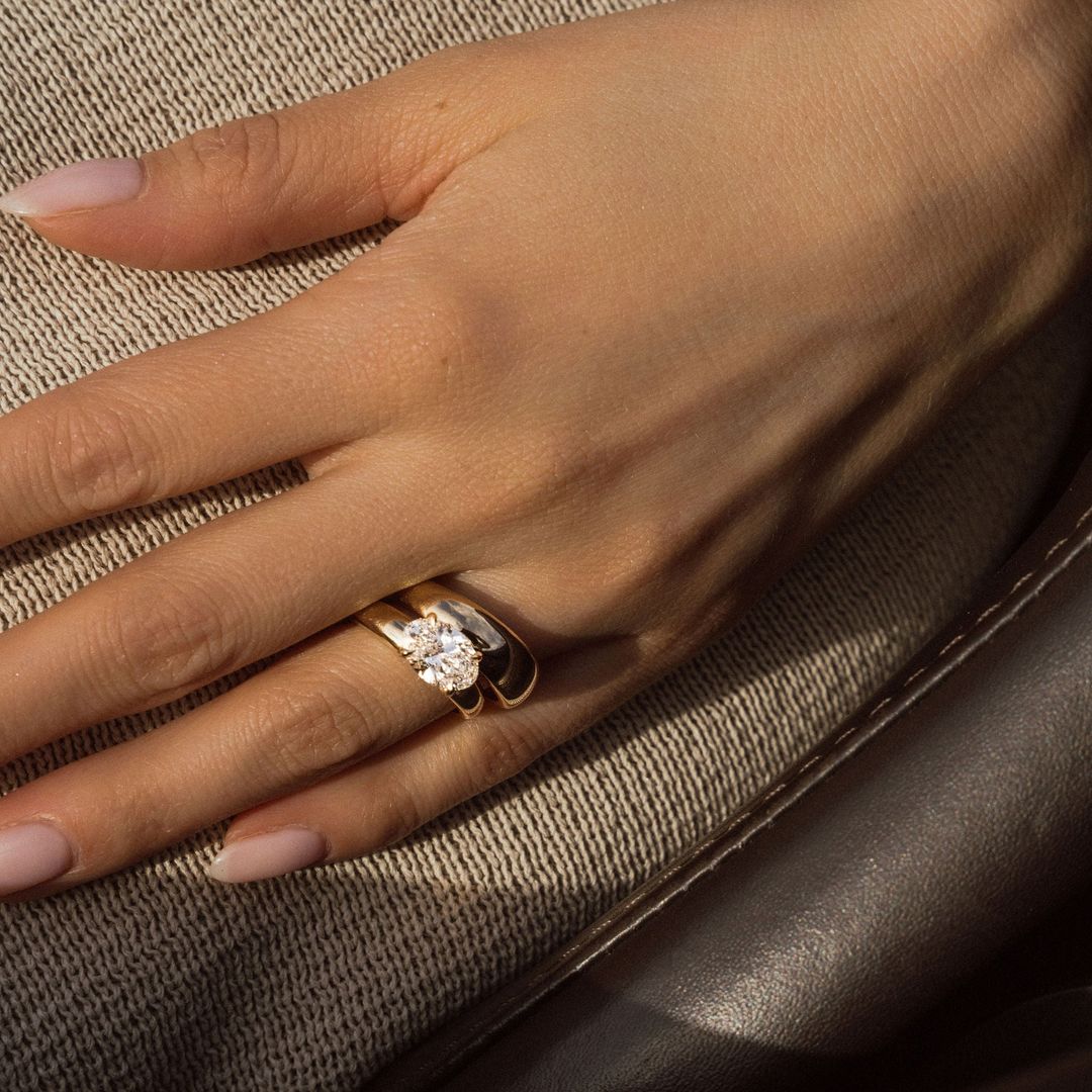 2.0CT East West Oval Lab Grown Diamond Solitaire Engagement Ring