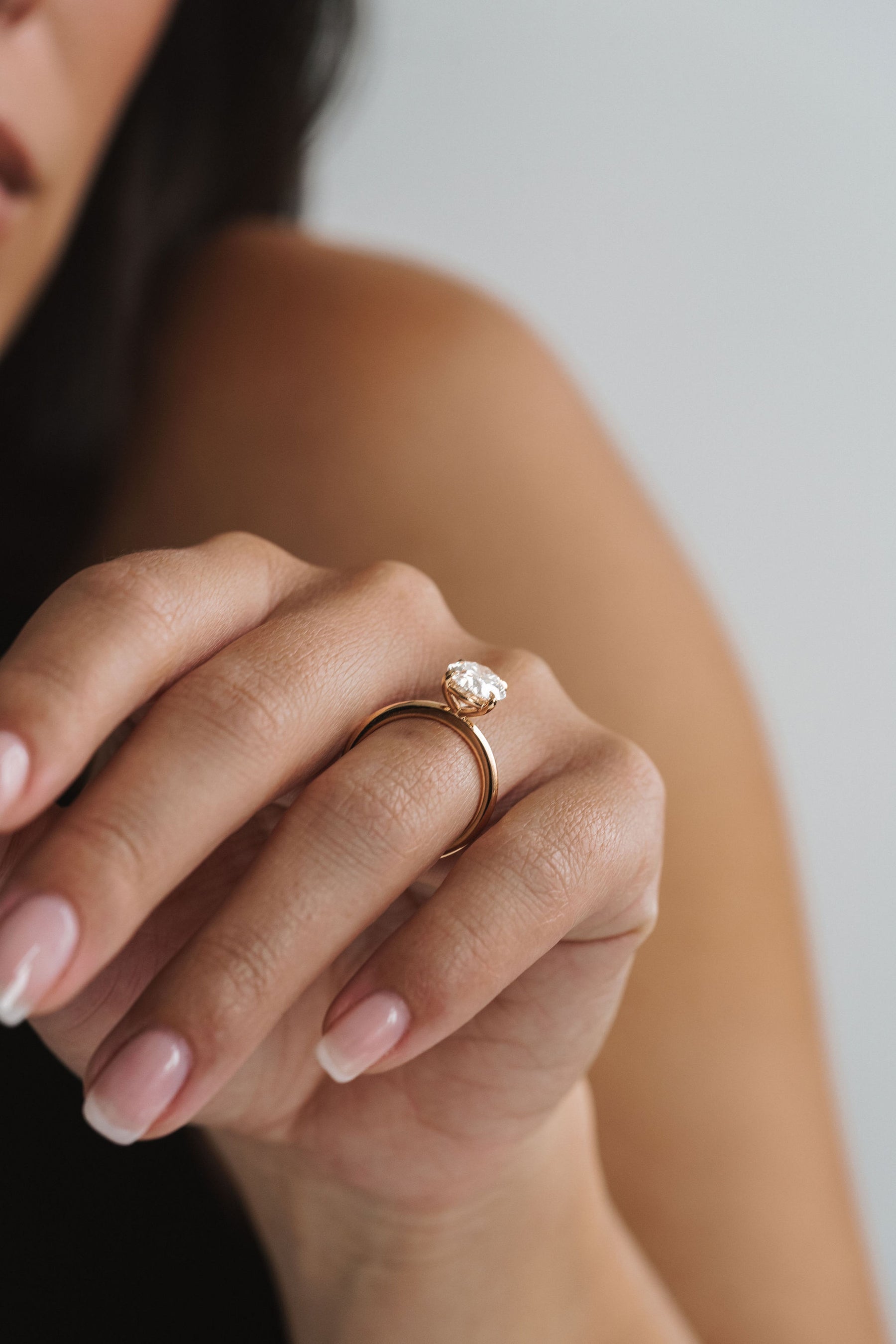 1.0CT Oval Lab Grown Diamond Cavalier Solitaire Engagement Ring
