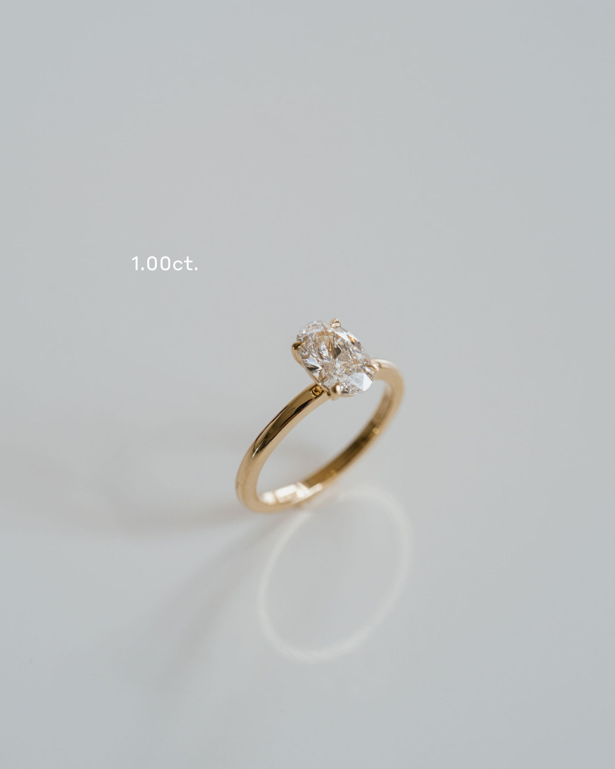 1.0CT Oval Lab Grown Diamond Cavalier Solitaire Engagement Ring