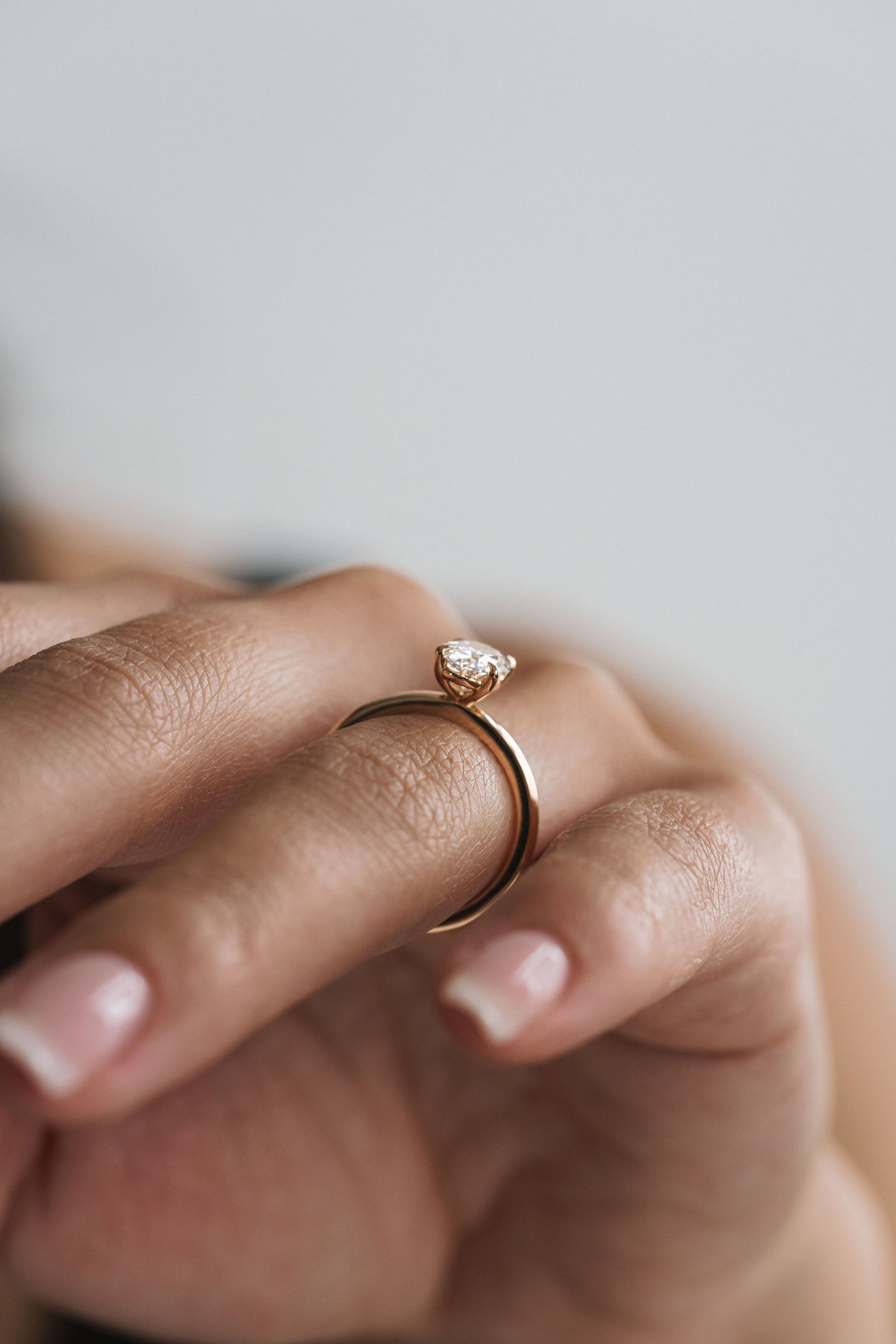 1.0CT Oval Lab Grown Diamond Cavalier Solitaire Engagement Ring