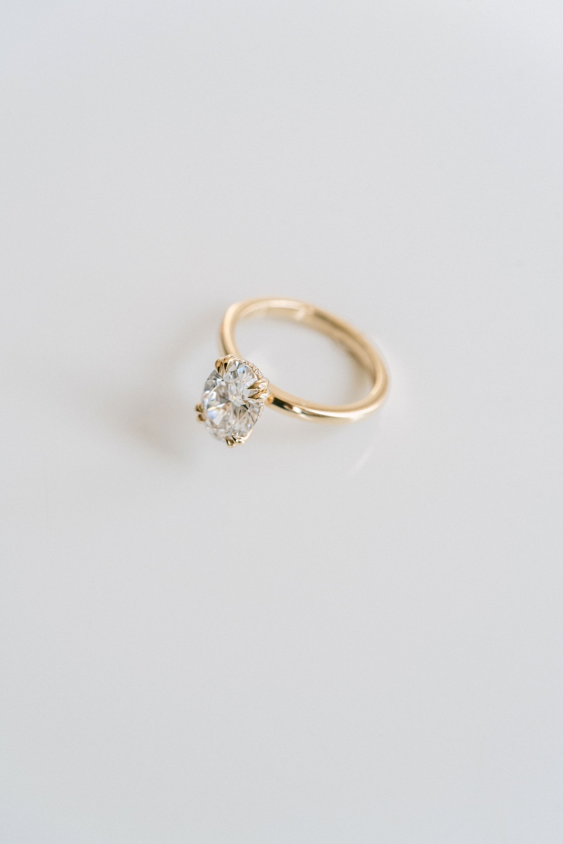 2.0CT Oval Lab Grown Diamond Hidden Halo Solitaire Engagement Ring