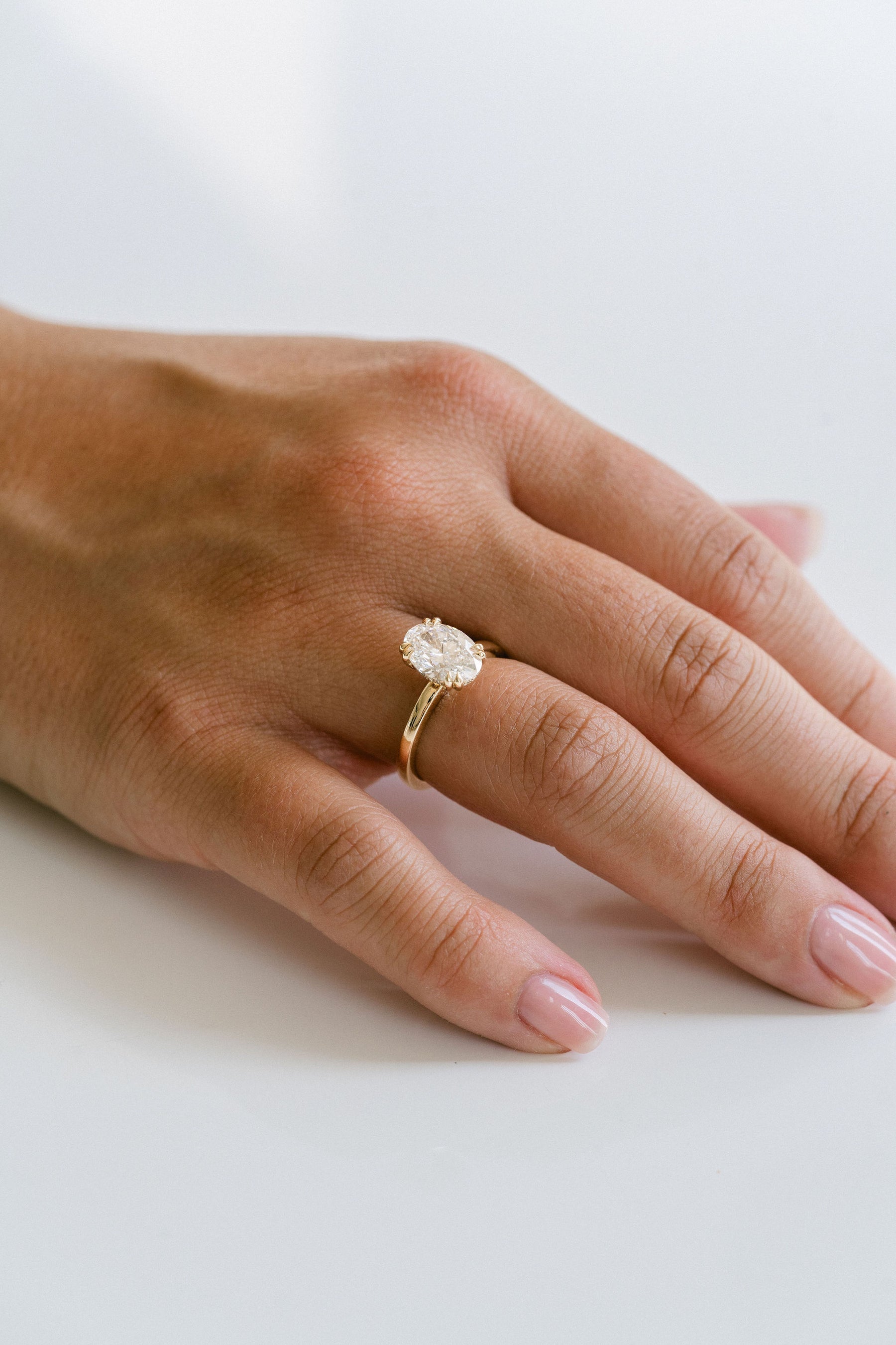 2.0CT Oval Lab Grown Diamond Hidden Halo Solitaire Engagement Ring