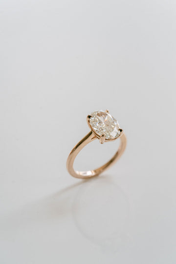 3.0CT Oval Lab Grown Diamond Cathedral Engagement Ring
