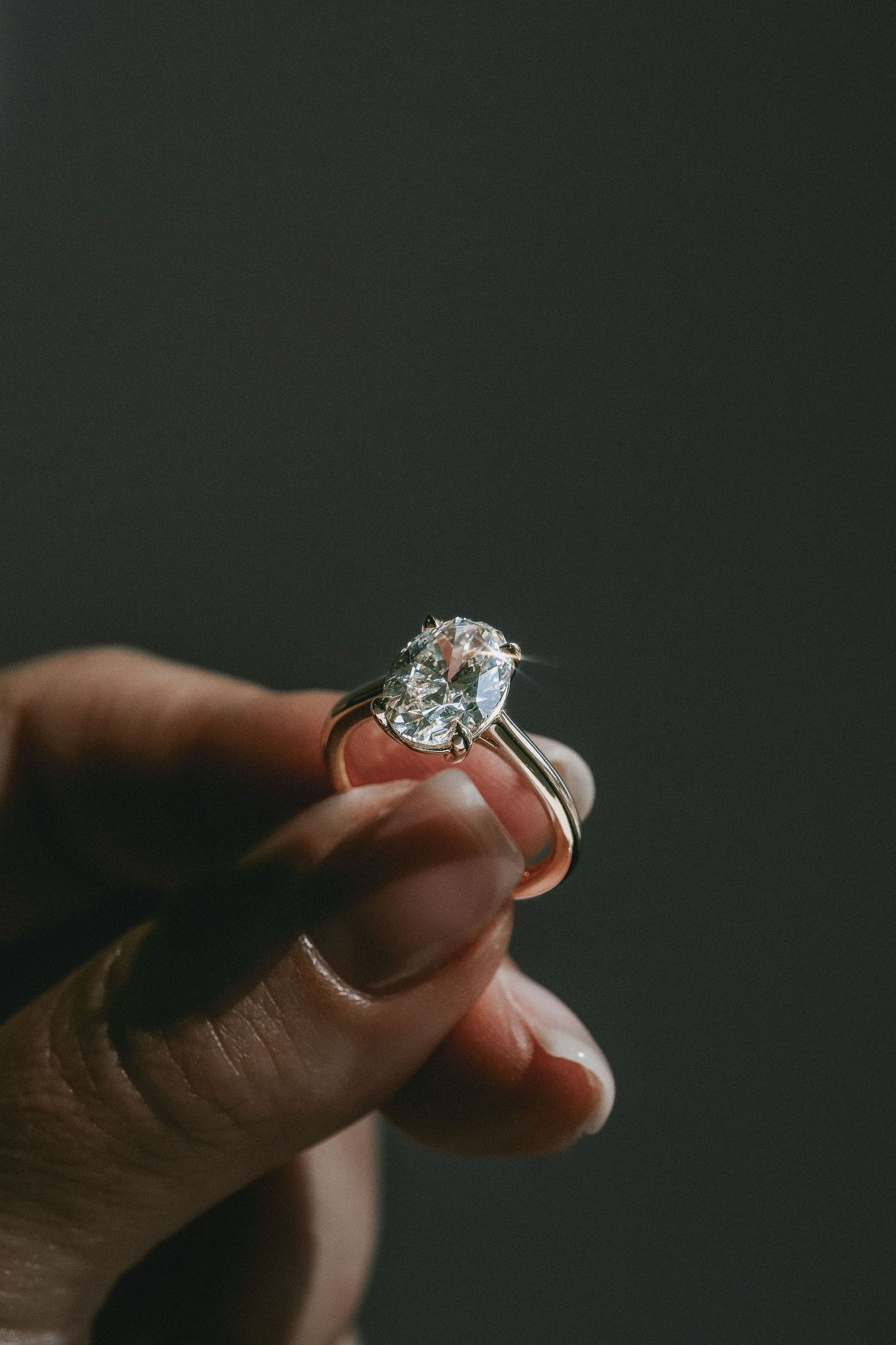 3.0CT Oval Lab Grown Diamond Cathedral Engagement Ring