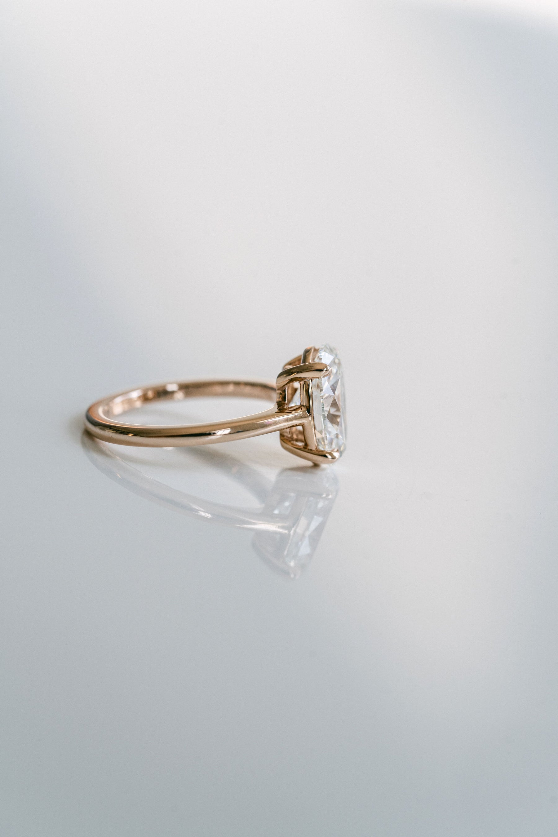 3.0CT Oval Lab Grown Diamond Cathedral Engagement Ring