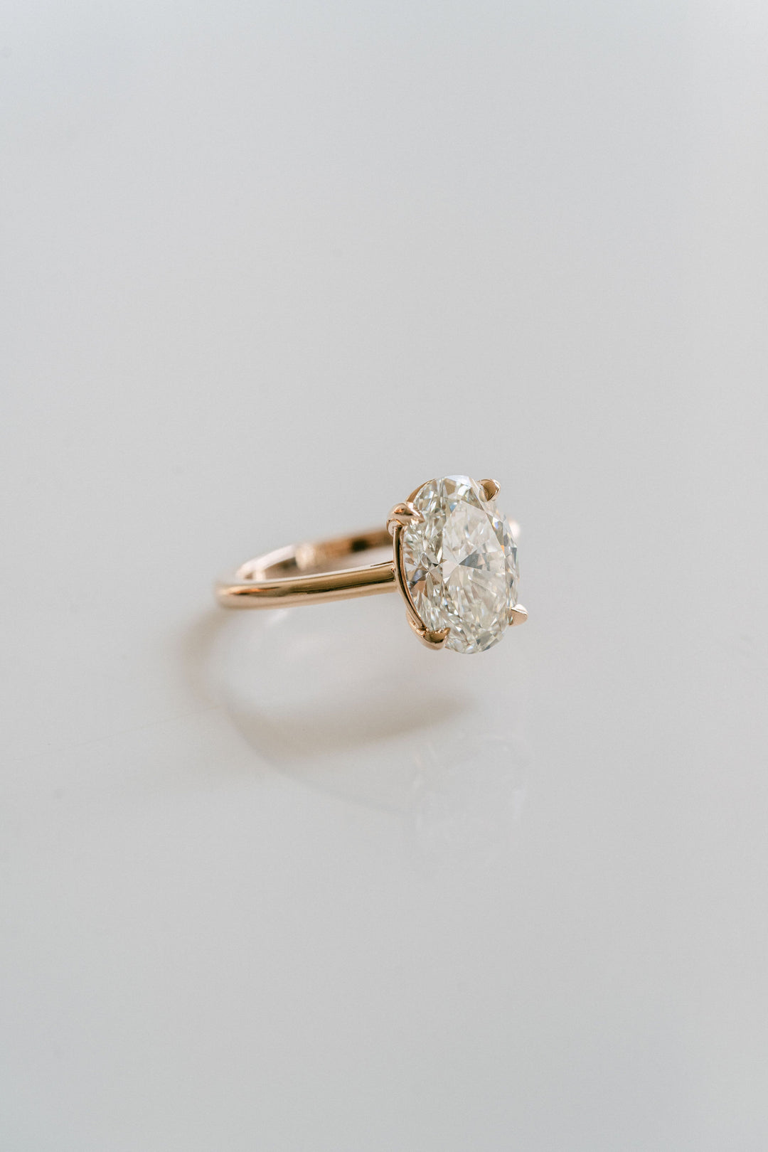 3.0CT Oval Lab Grown Diamond Cathedral Engagement Ring