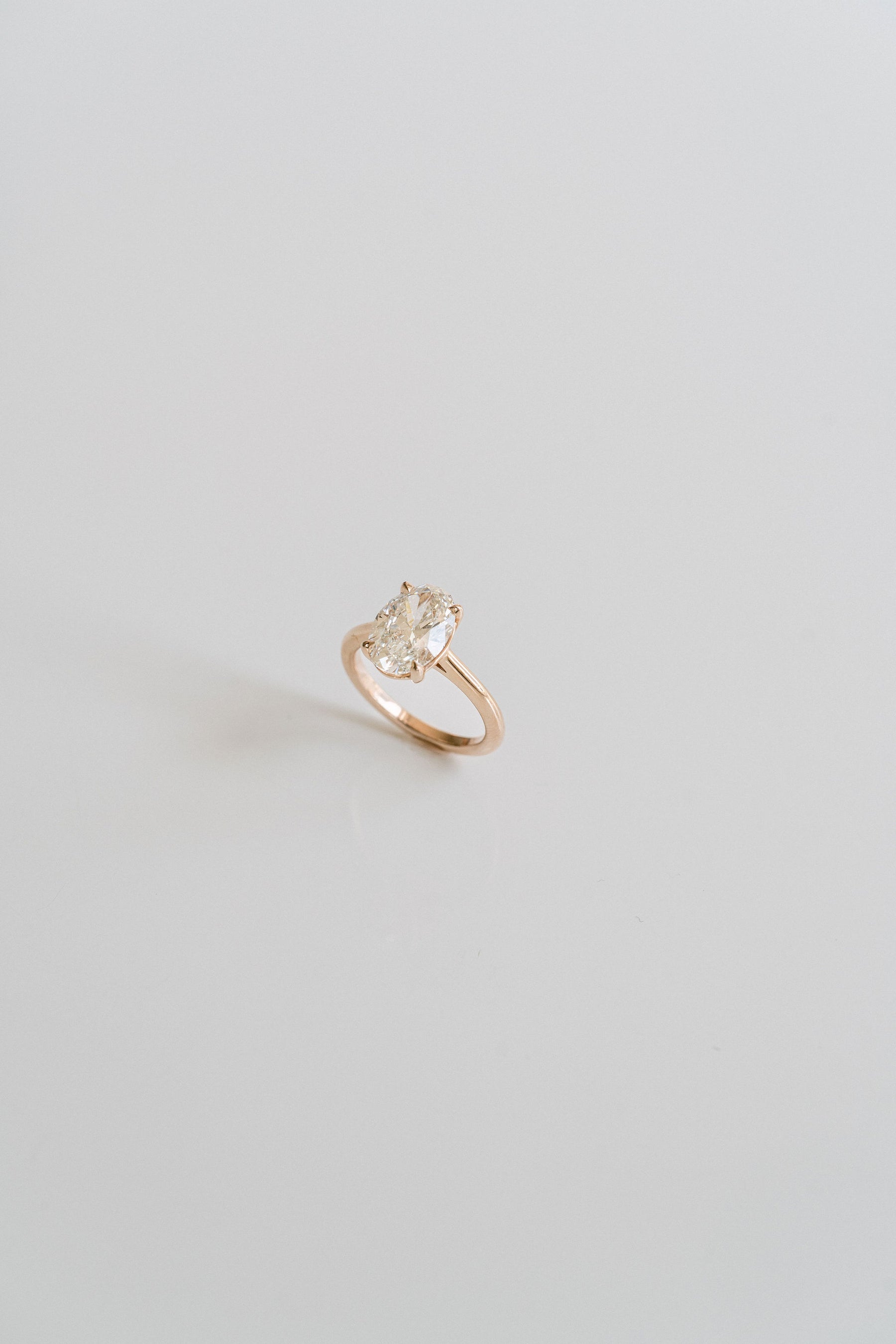 3.0CT Oval Lab Grown Diamond Cathedral Engagement Ring