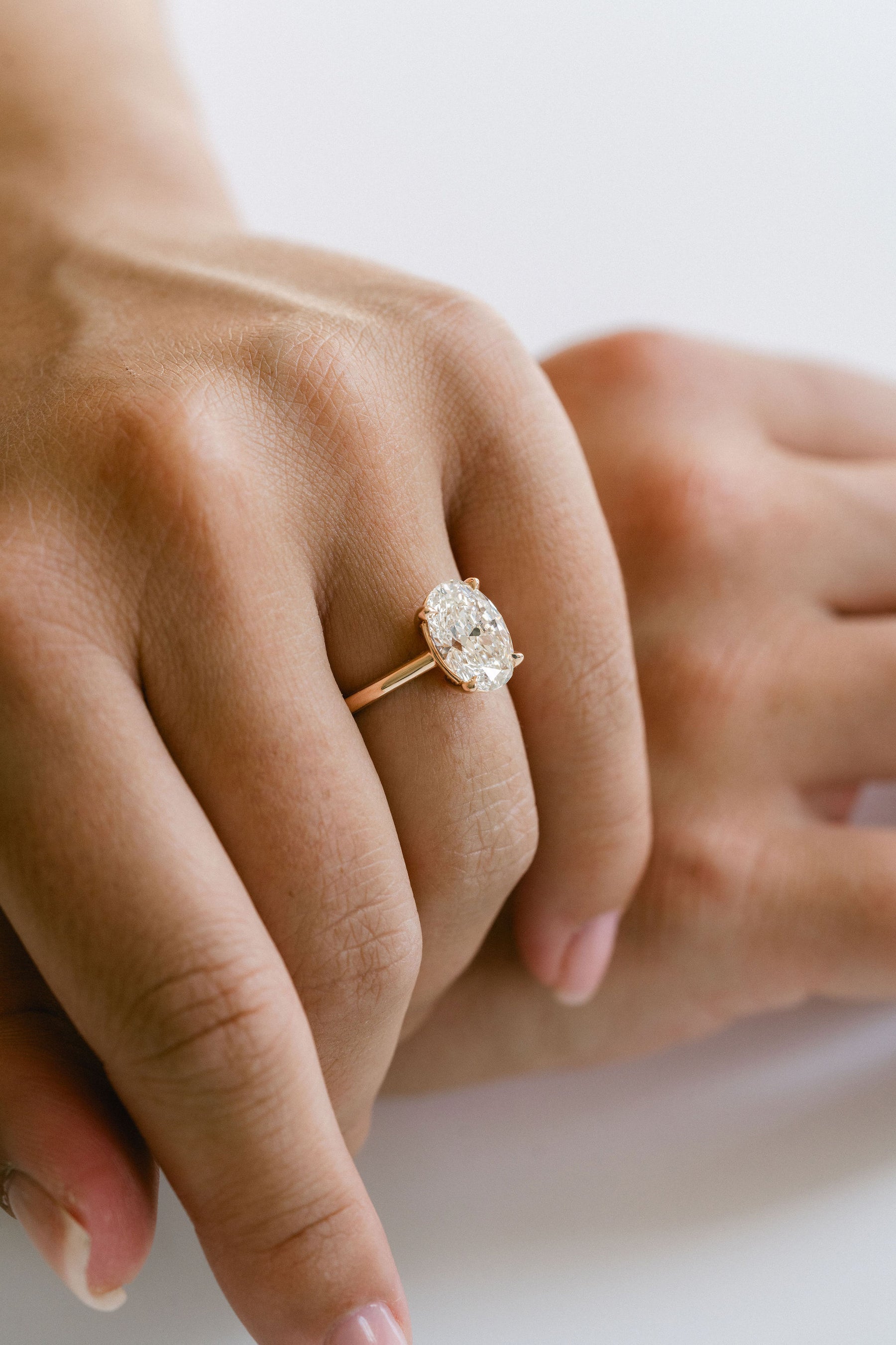 3.0CT Oval Lab Grown Diamond Cathedral Engagement Ring