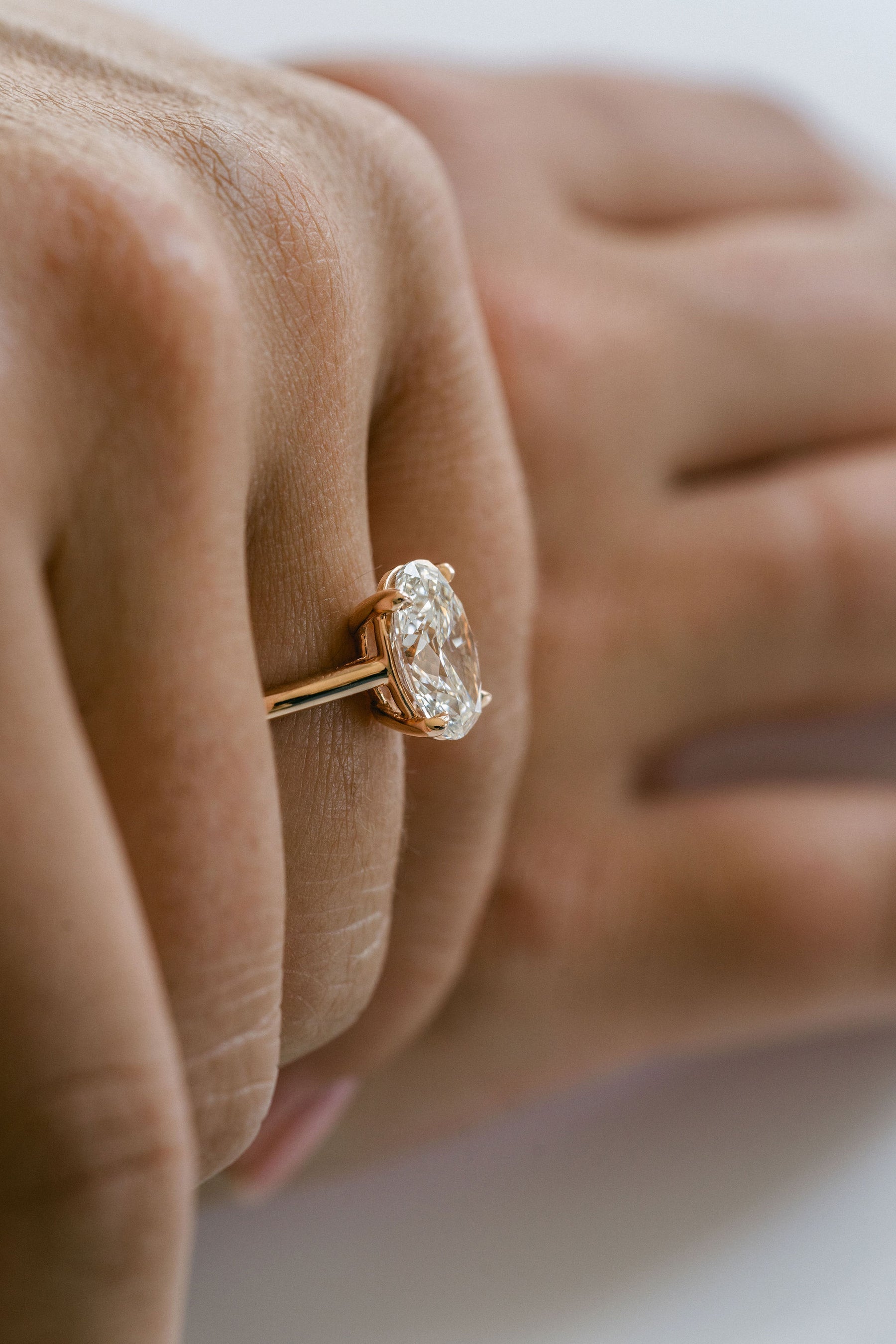 3.0CT Oval Lab Grown Diamond Cathedral Engagement Ring
