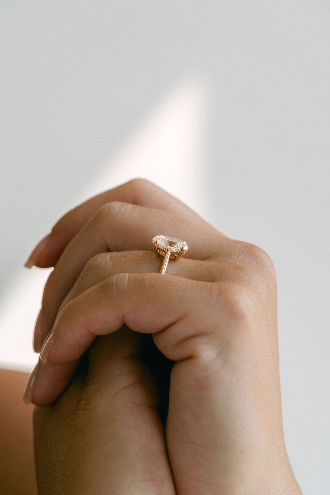 3.0CT Oval Lab Grown Diamond Cathedral Engagement Ring