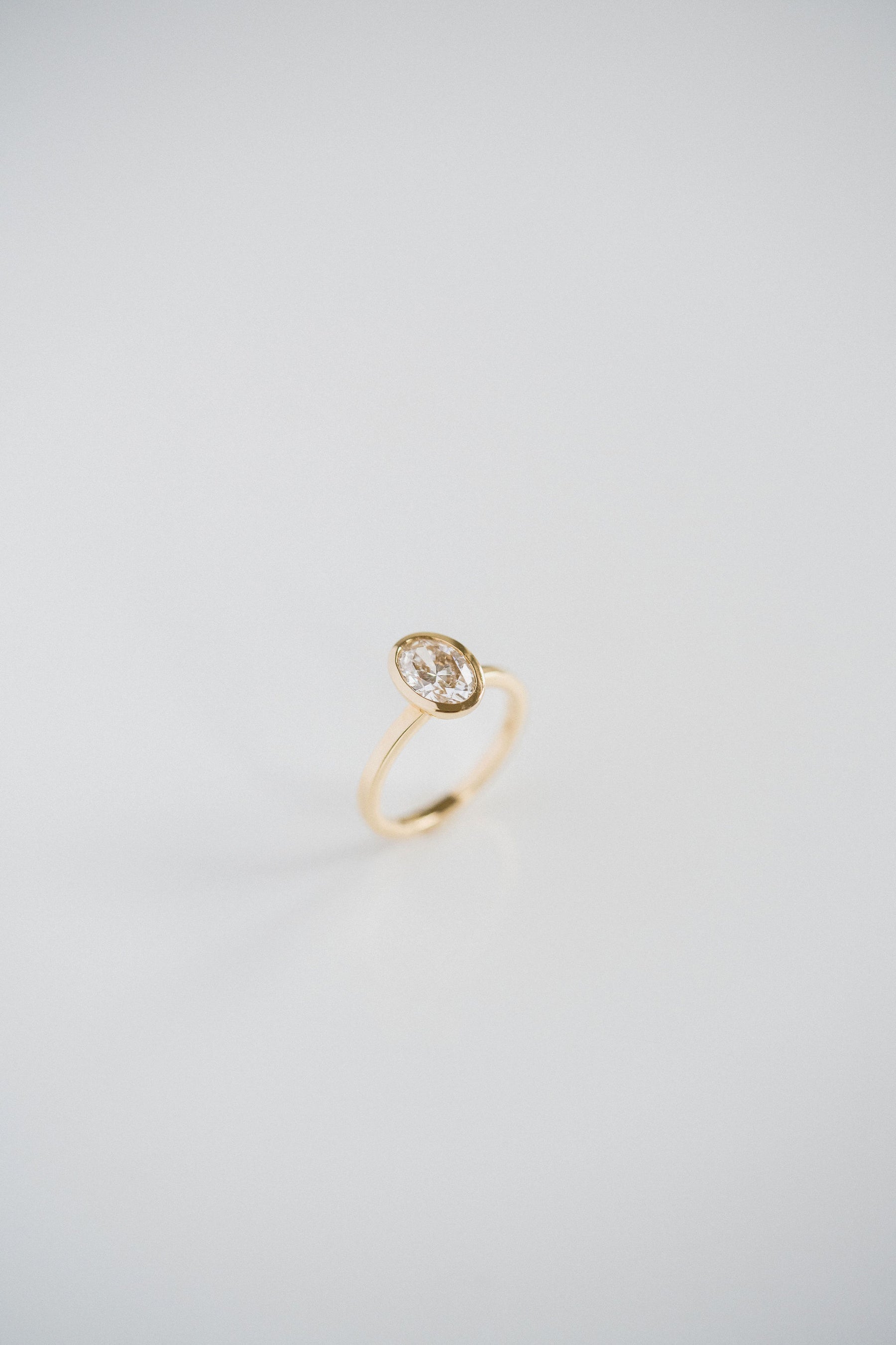 1.50CT Bezel Set Oval Lab Grown Diamond Solitaire Engagement Ring